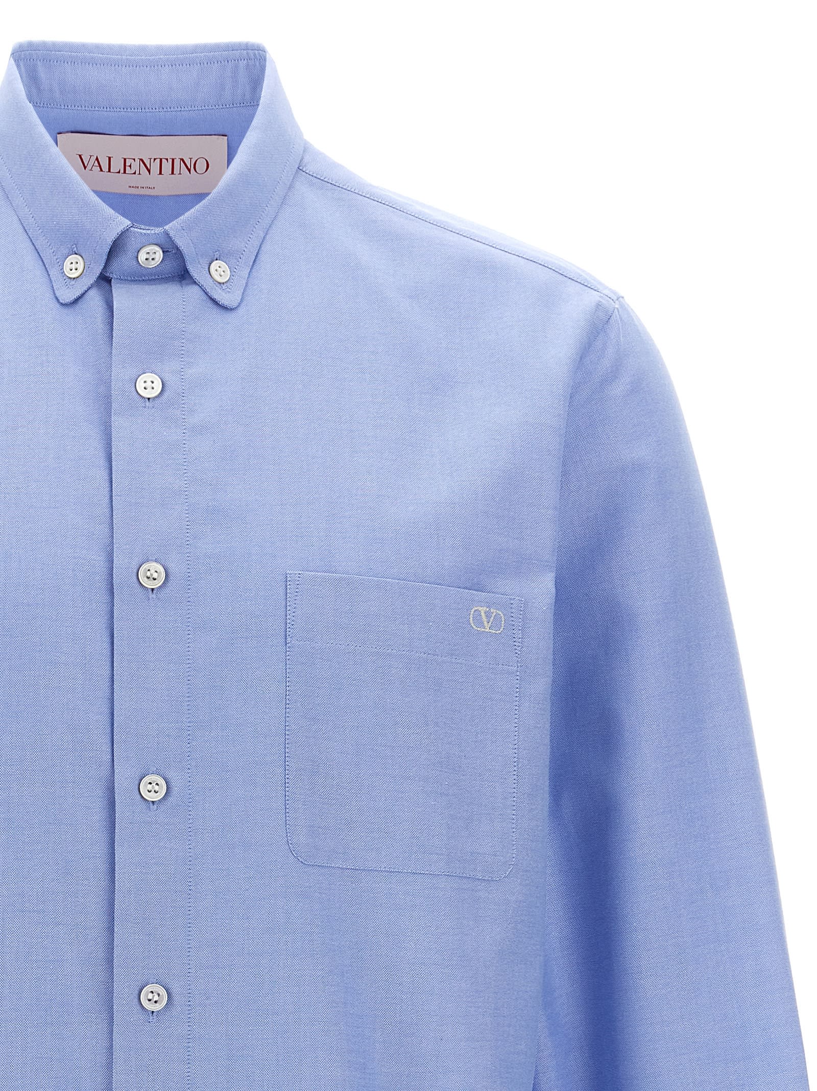 Valentino Camicia Maniche Lunghe Vlogo Signature Shirts Light Blue In Light Blue