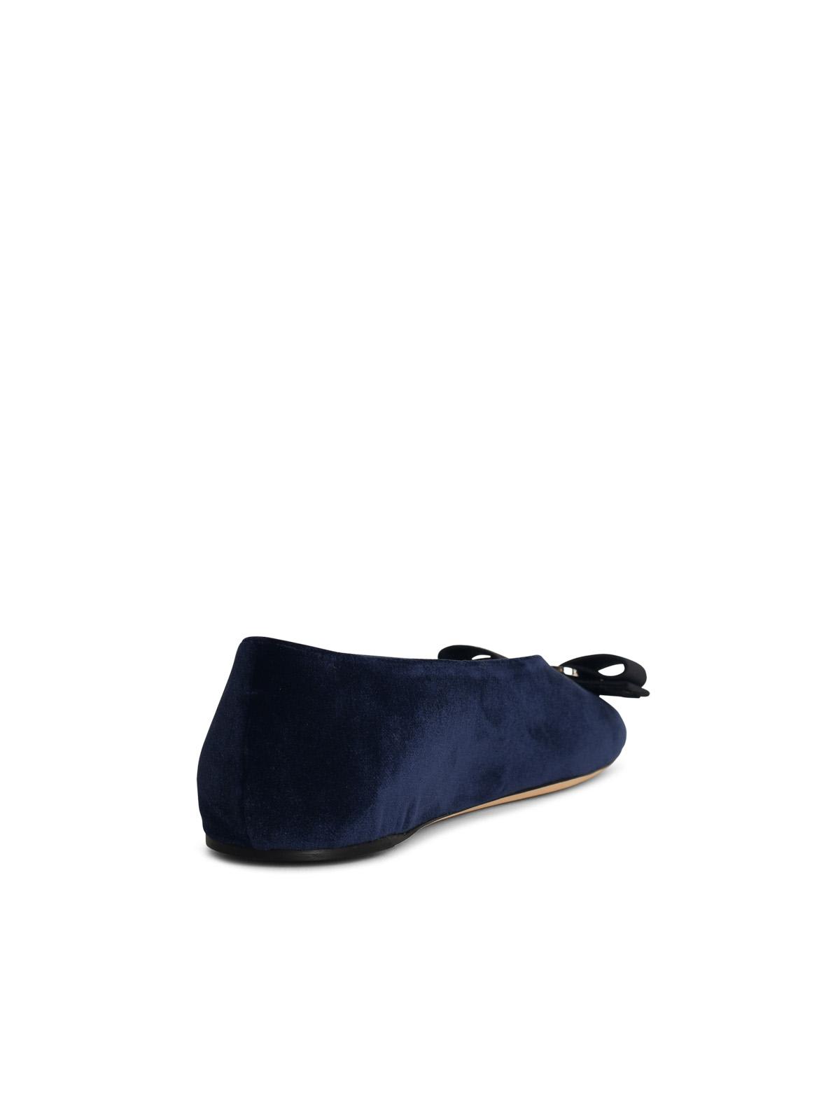 Shop Ferragamo Vanna Blue Suede Ballet Flats