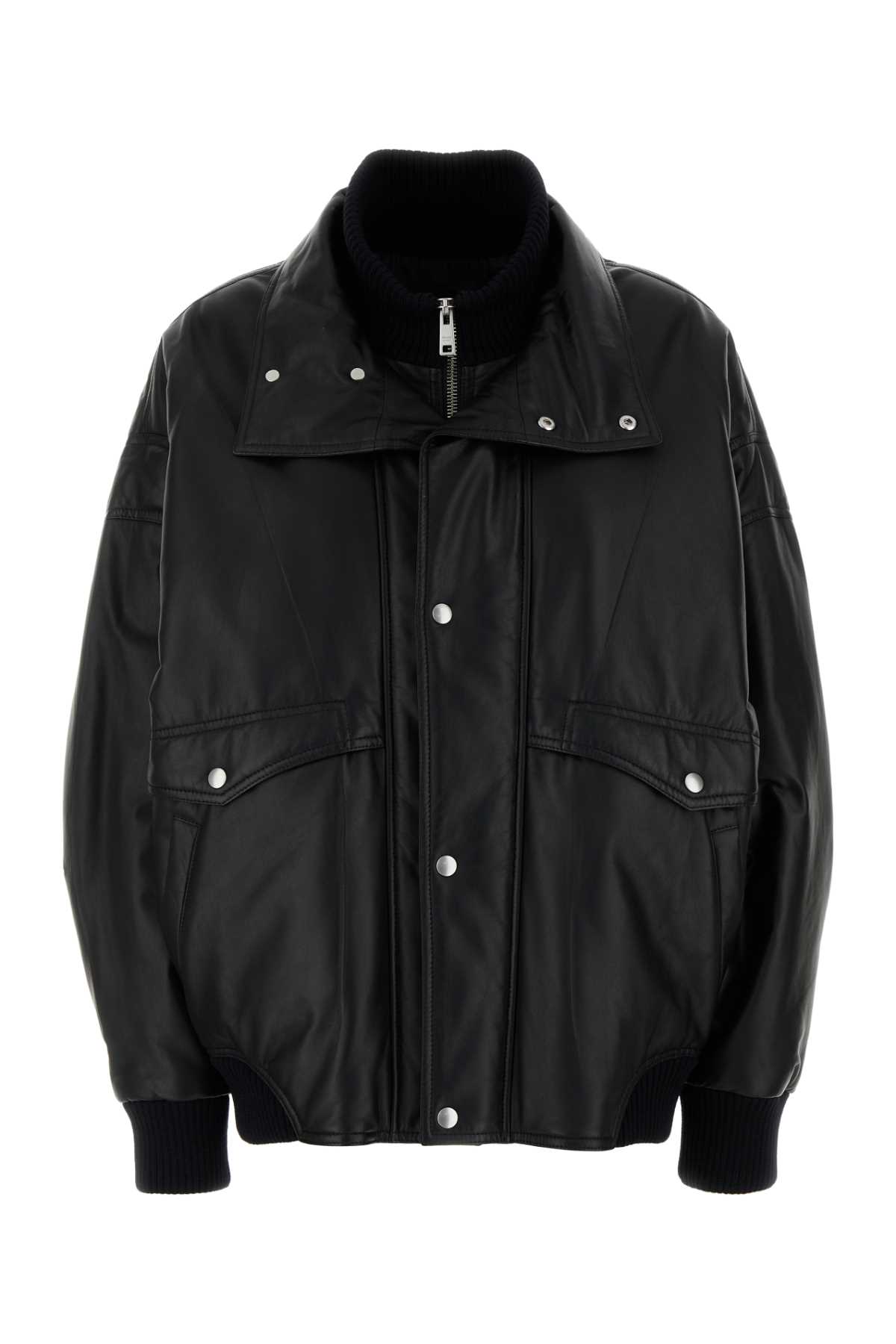 Prada Black Nappa Leather Bomber Jacket