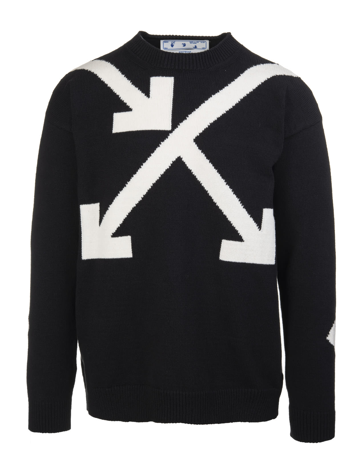 Off-White Man Black Pullover With Intertwined Arrows