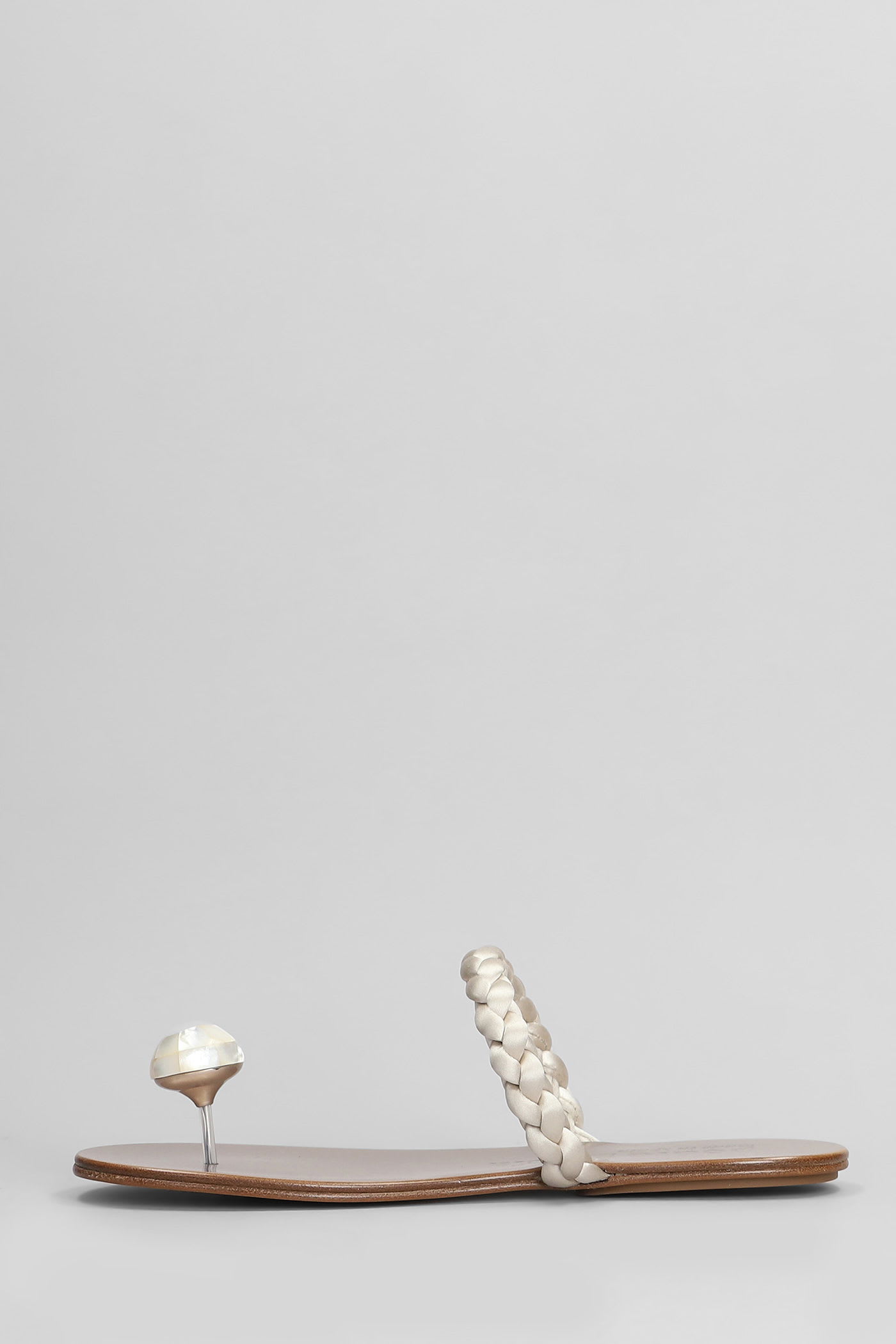 Pedro Garcia Pipa Flats In White Satin In Multi