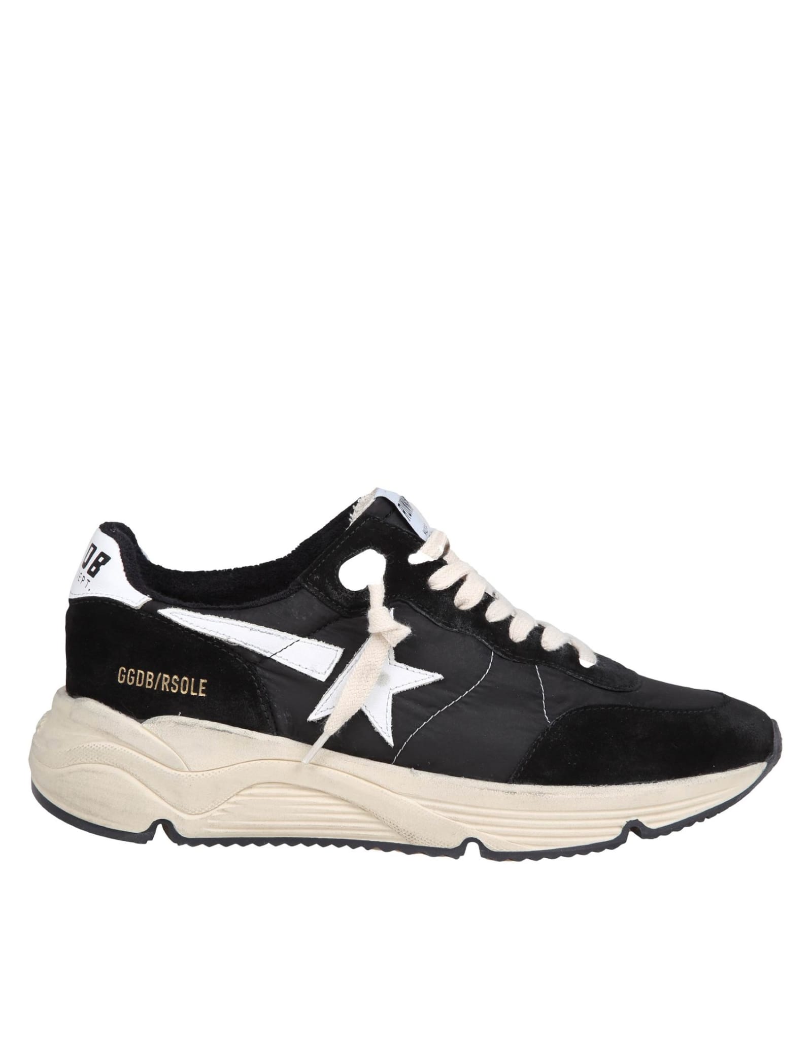 Shop Golden Goose Running Sun Sneakers In Suede Color Black/white