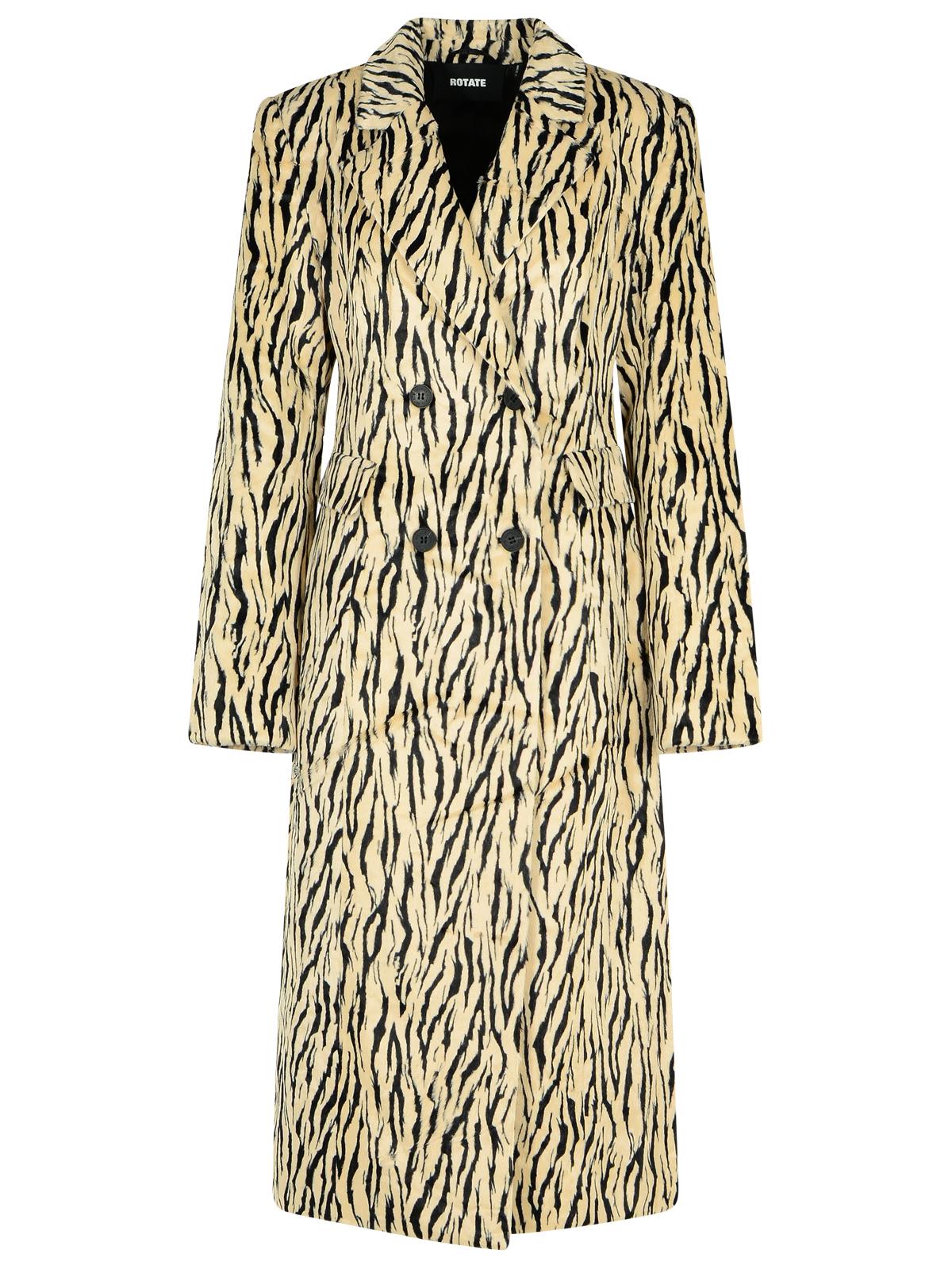Rotate Birger Christensen Rotate Printed Faux Fur Coat In Sand