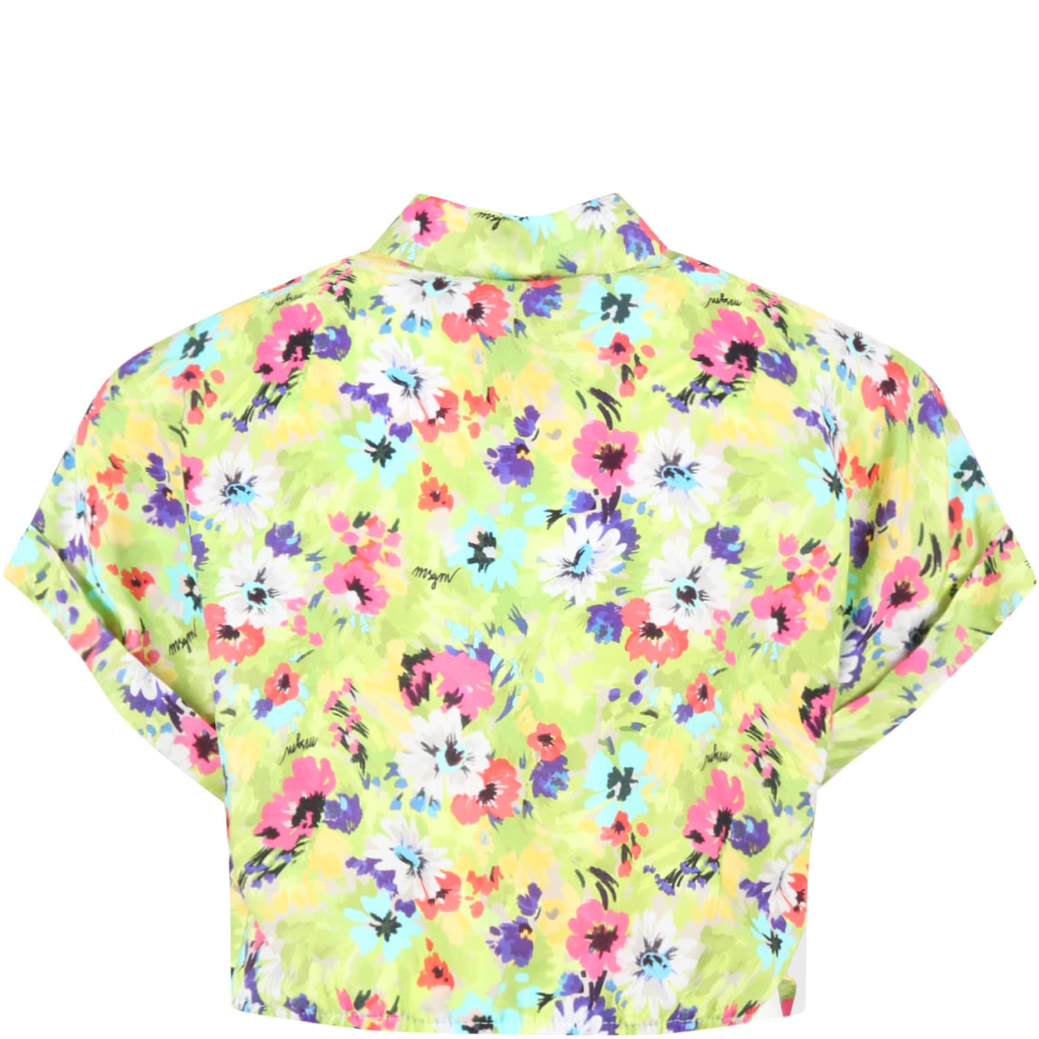 Shop Msgm Green Shirt For Girl With Floral Print