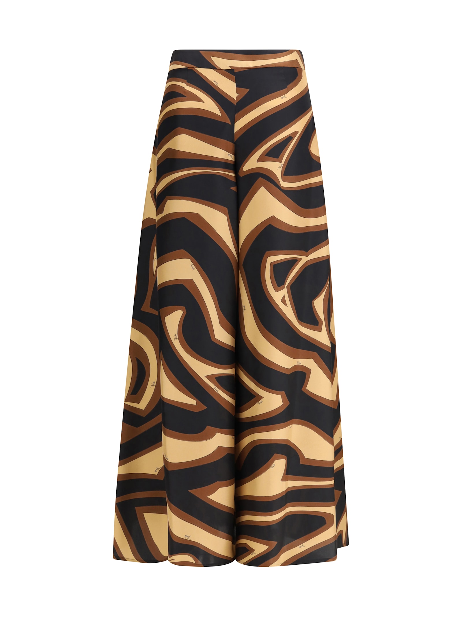 Pucci Multicolor Silk Casual Pants In Black