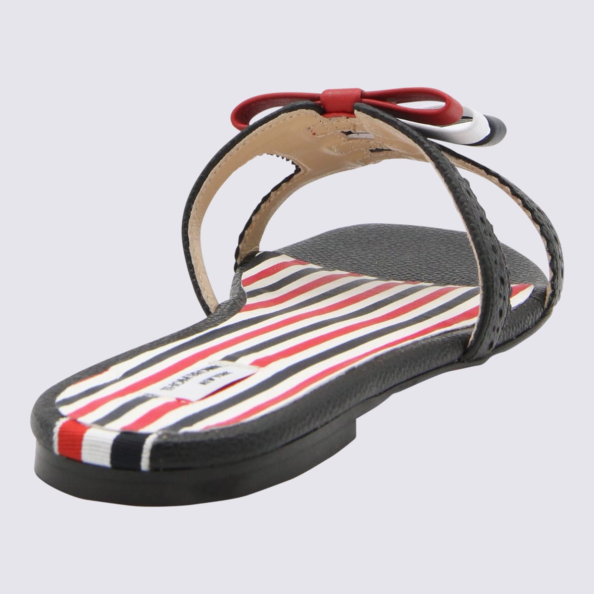 Shop Thom Browne Black, Blue, White And Red Leather Slides