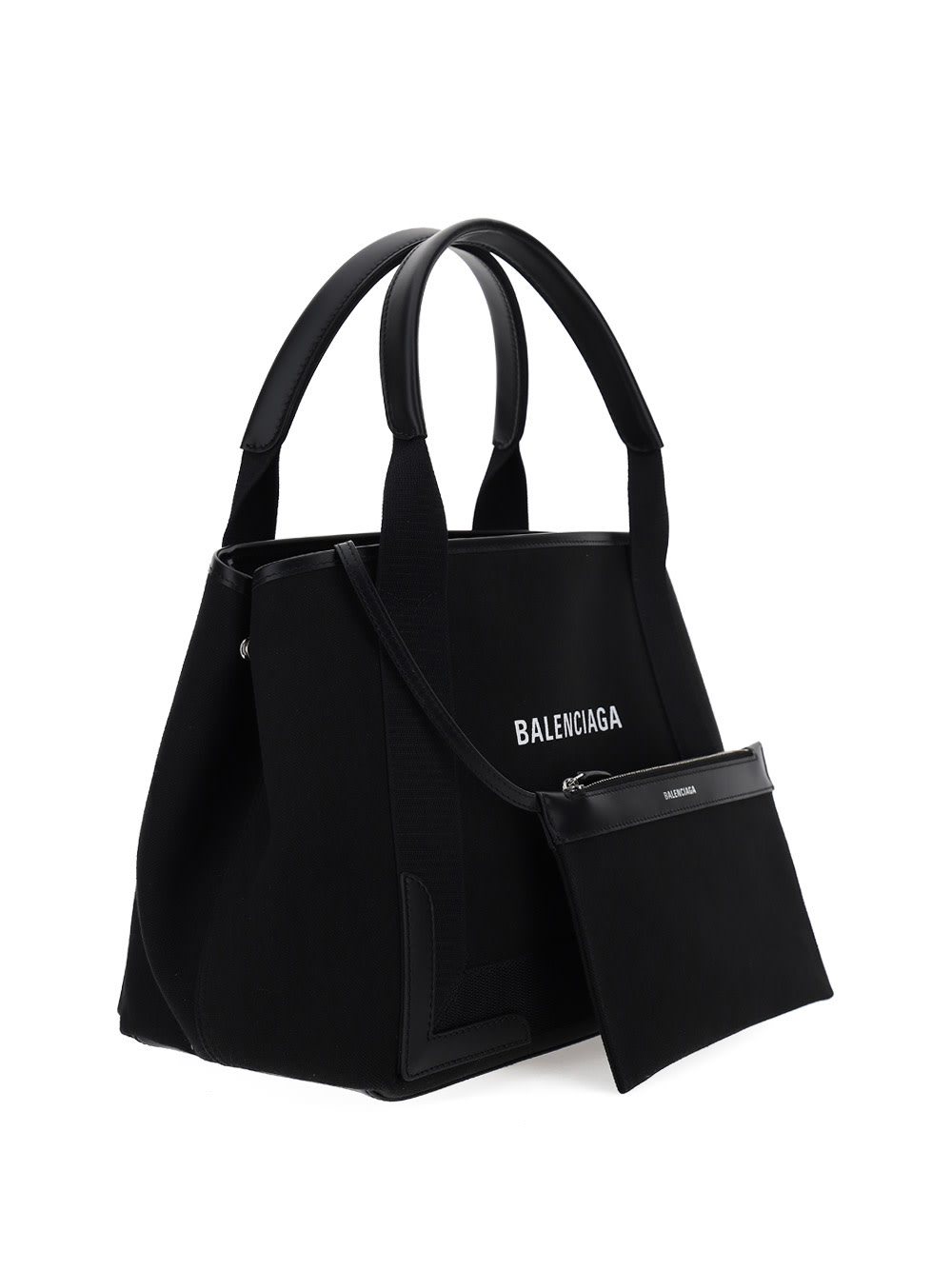 Balenciaga Navy Cabas Small Canvas Tote Bag In Black