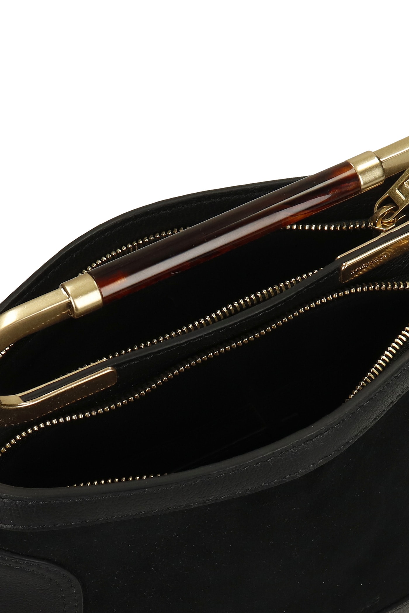 SEE BY CHLOÉ SEE BY CHLOÉ ELLA SHOULDER BAG IN BLACK SUEDE AND LEATHER