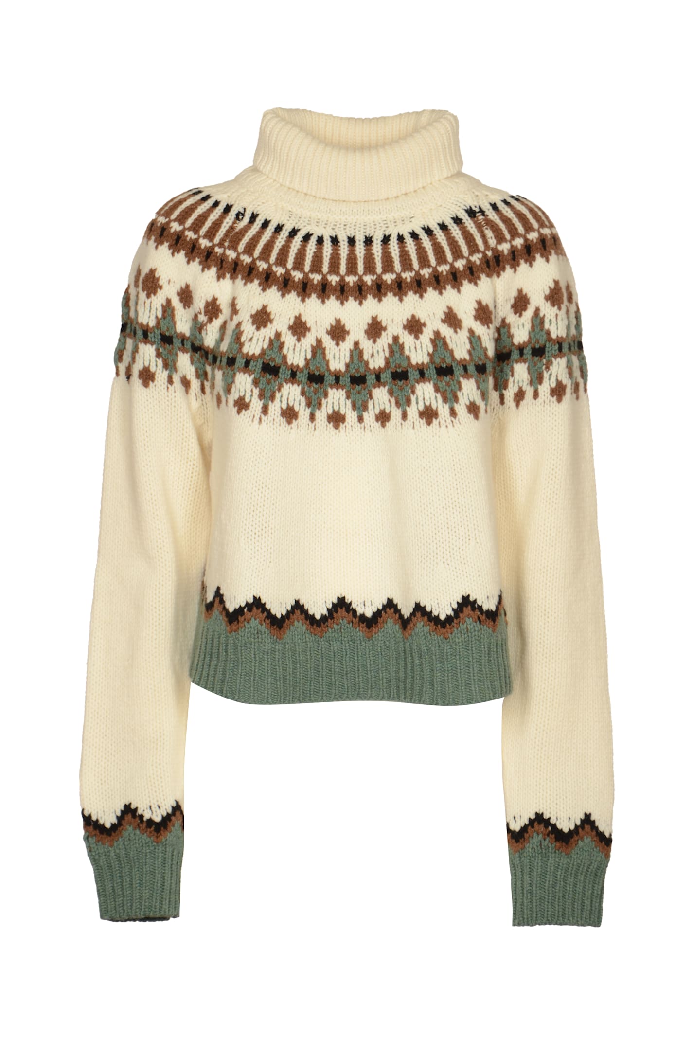 Shop Alanui Sweet Winter Turtleneck Sweater In White/multicolor