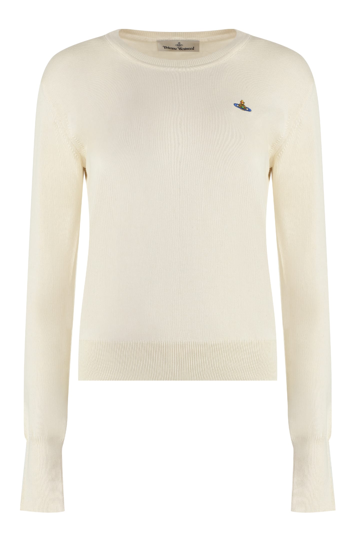 Shop Vivienne Westwood Bea Cotton Crew-neck Sweater In Panna
