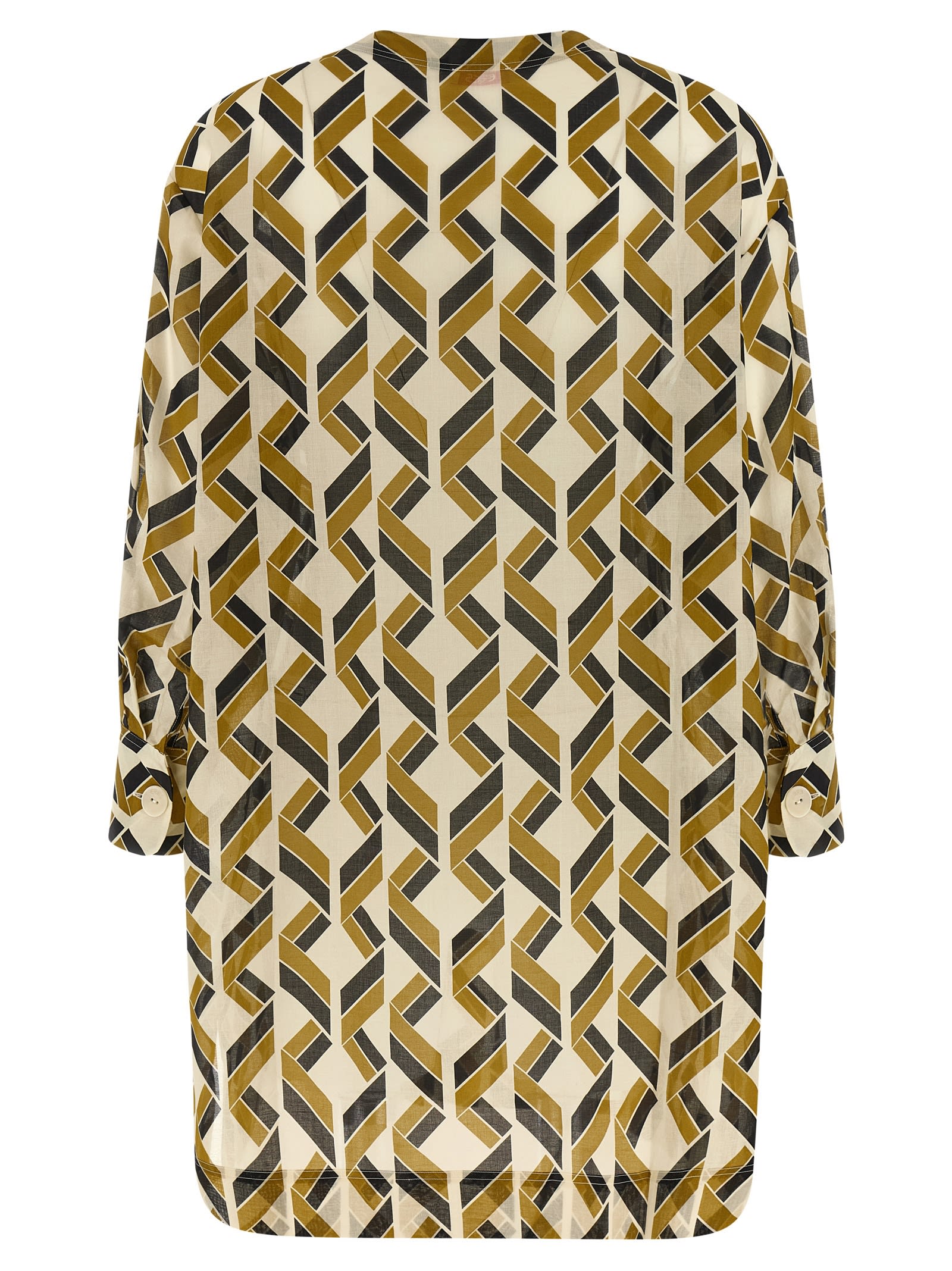 Eres Espace Logo-patch Geometric-print Shirt In Brown