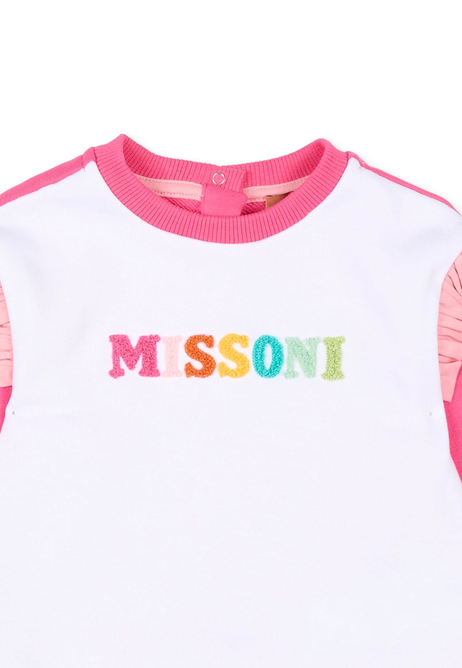 Missoni Multicolor Sweatshirt For Baby Girl With Logo In White