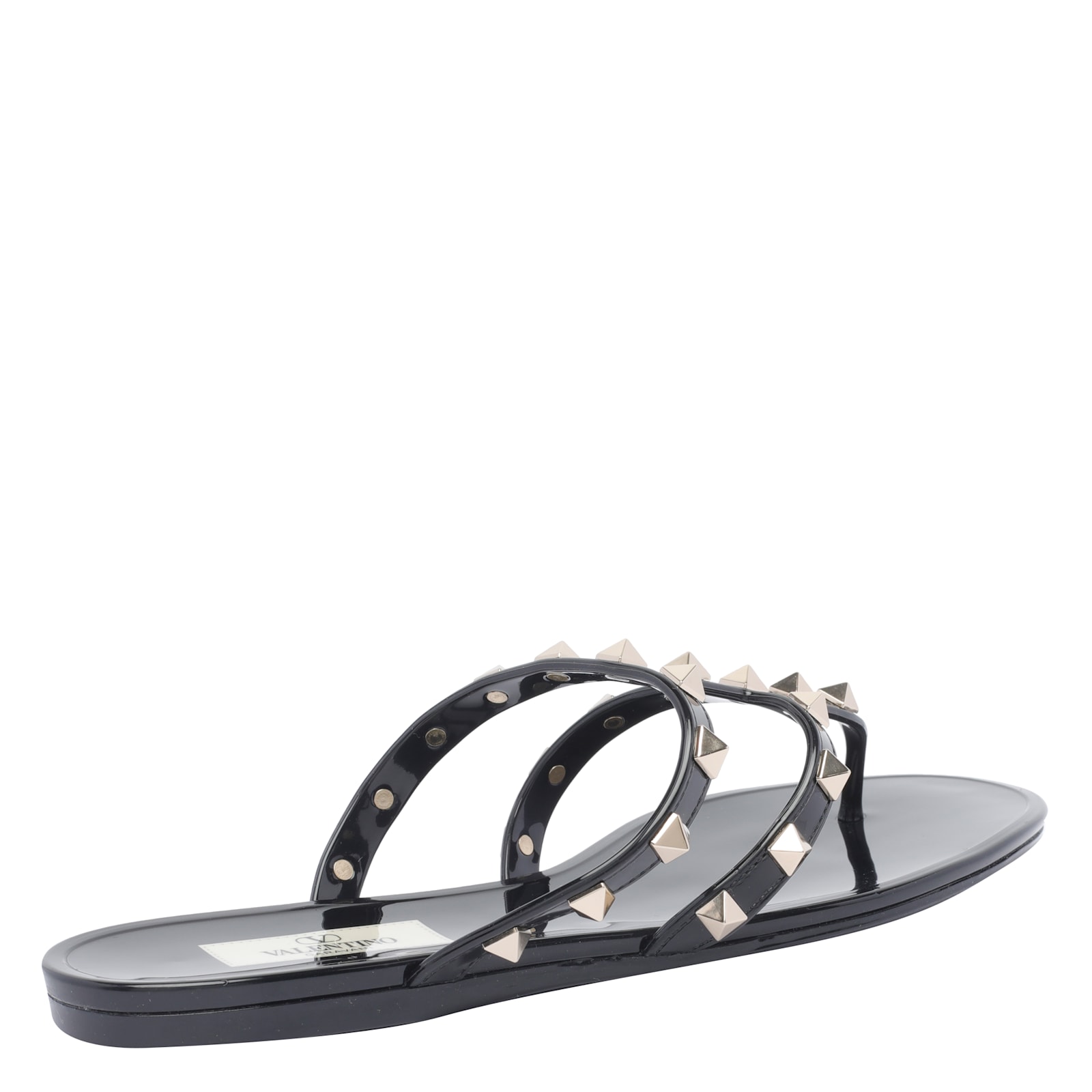 Valentino Rockstud T-strap Flat Slide Sandals