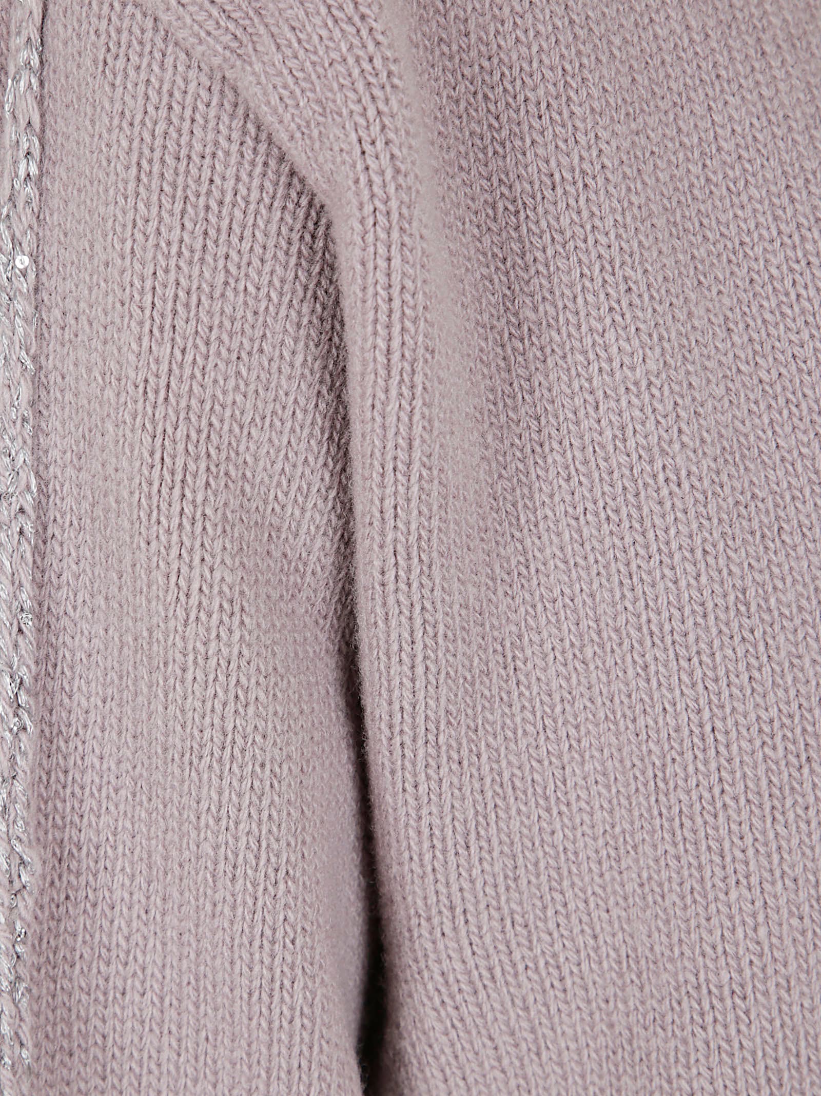 Herno Finely Knitted Wool Blend Sweater With Decorative Detailing In Pink