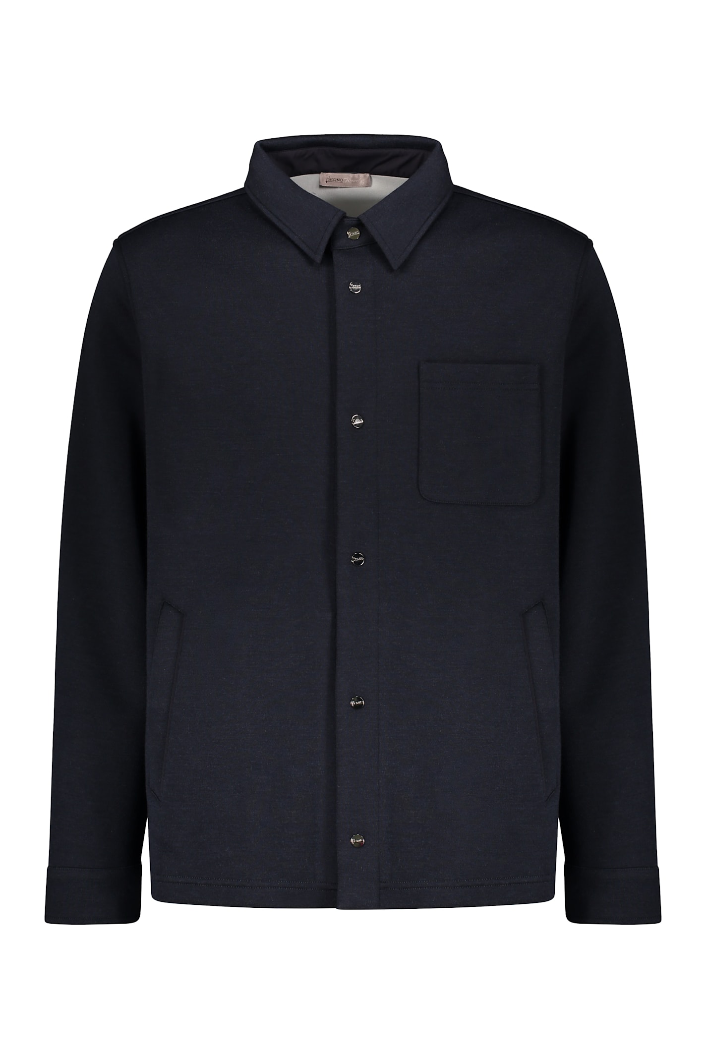 Herno Long-sleeved Wool-blend Shirt In Black