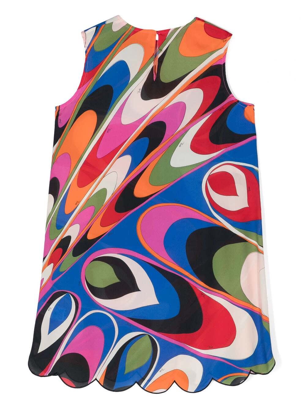 Shop Pucci Multicoloured Wave Print Sleeveless Dress