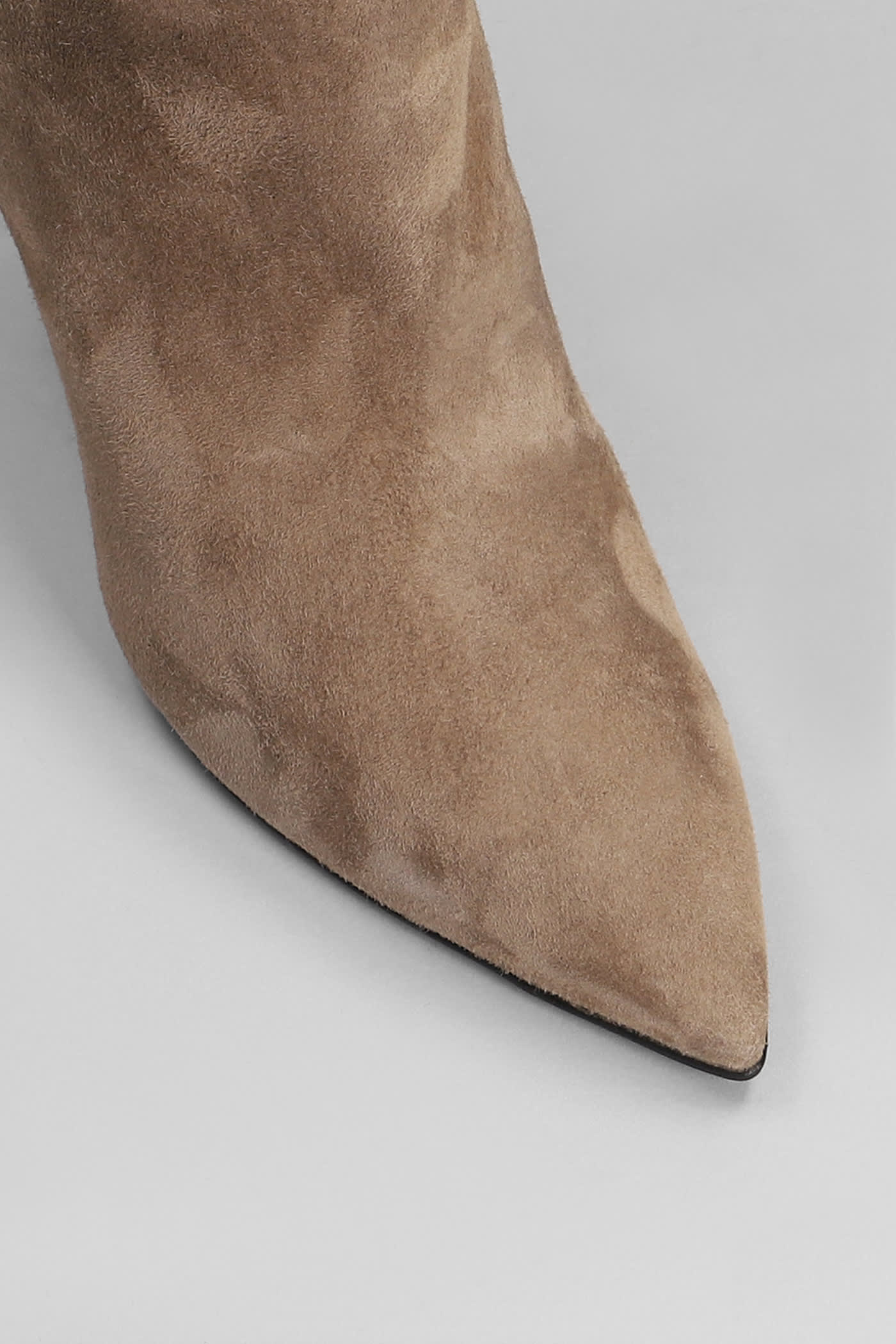 Shop Via Roma 15 High Heels Boots In Taupe Suede