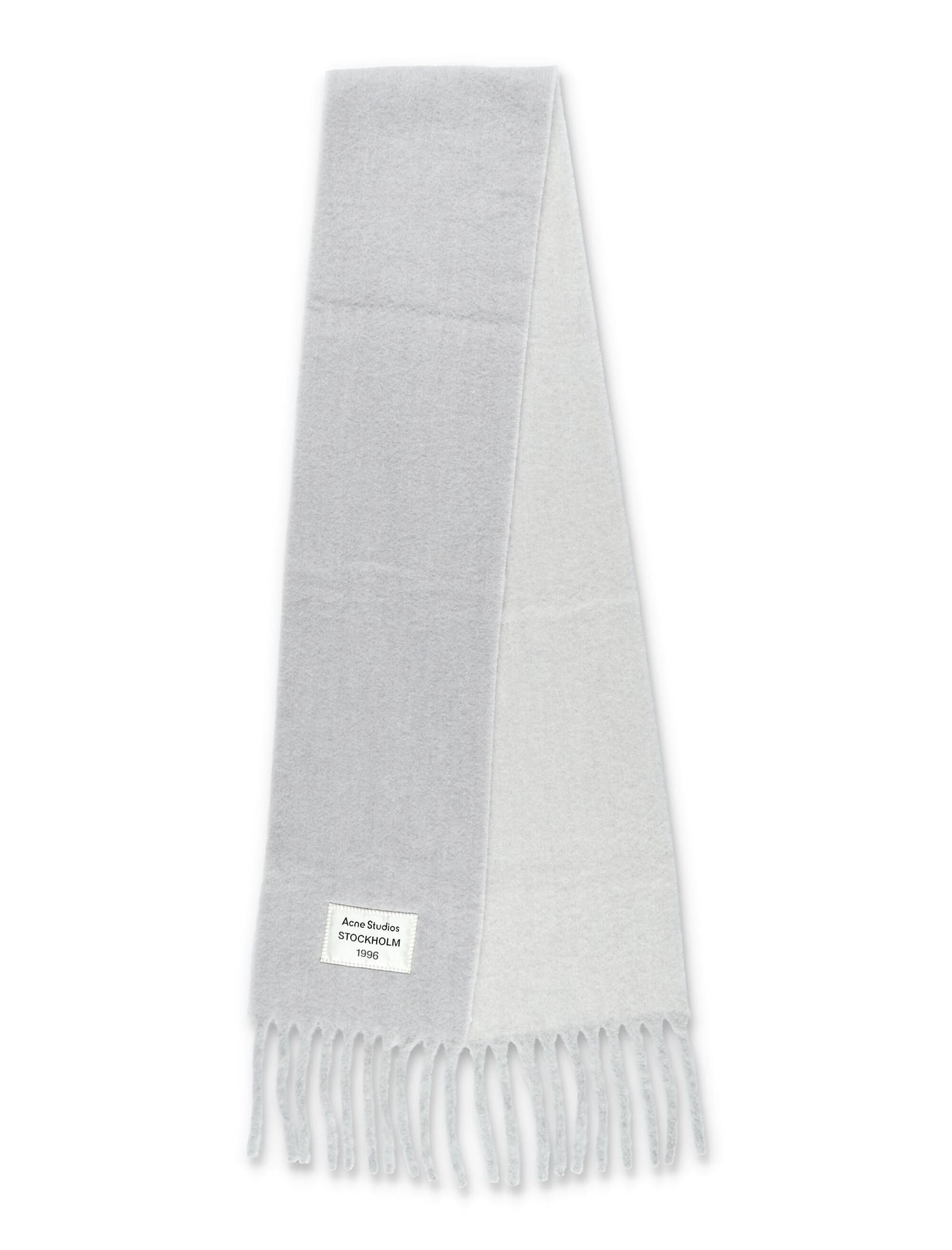 Acne Studios Soft Wool Scarf Fringed Edges In Gray