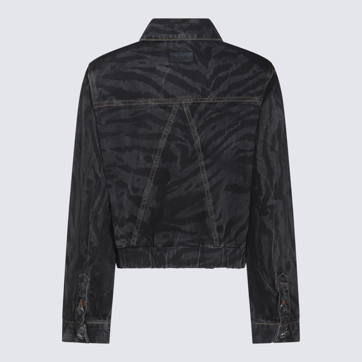 Shop Ganni Black Cotton Denim Jacket