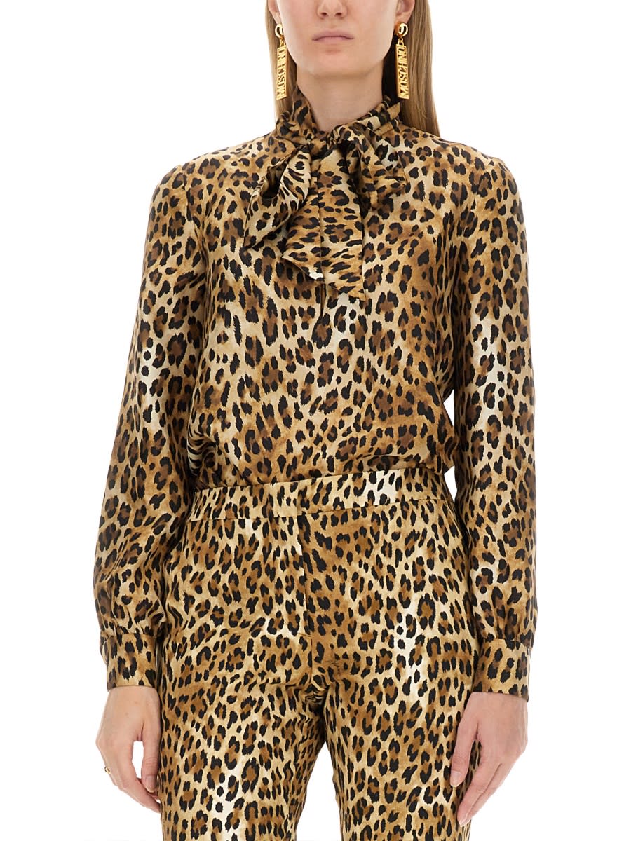 Shop Moschino Shirt With Animal Pattern In Animalier