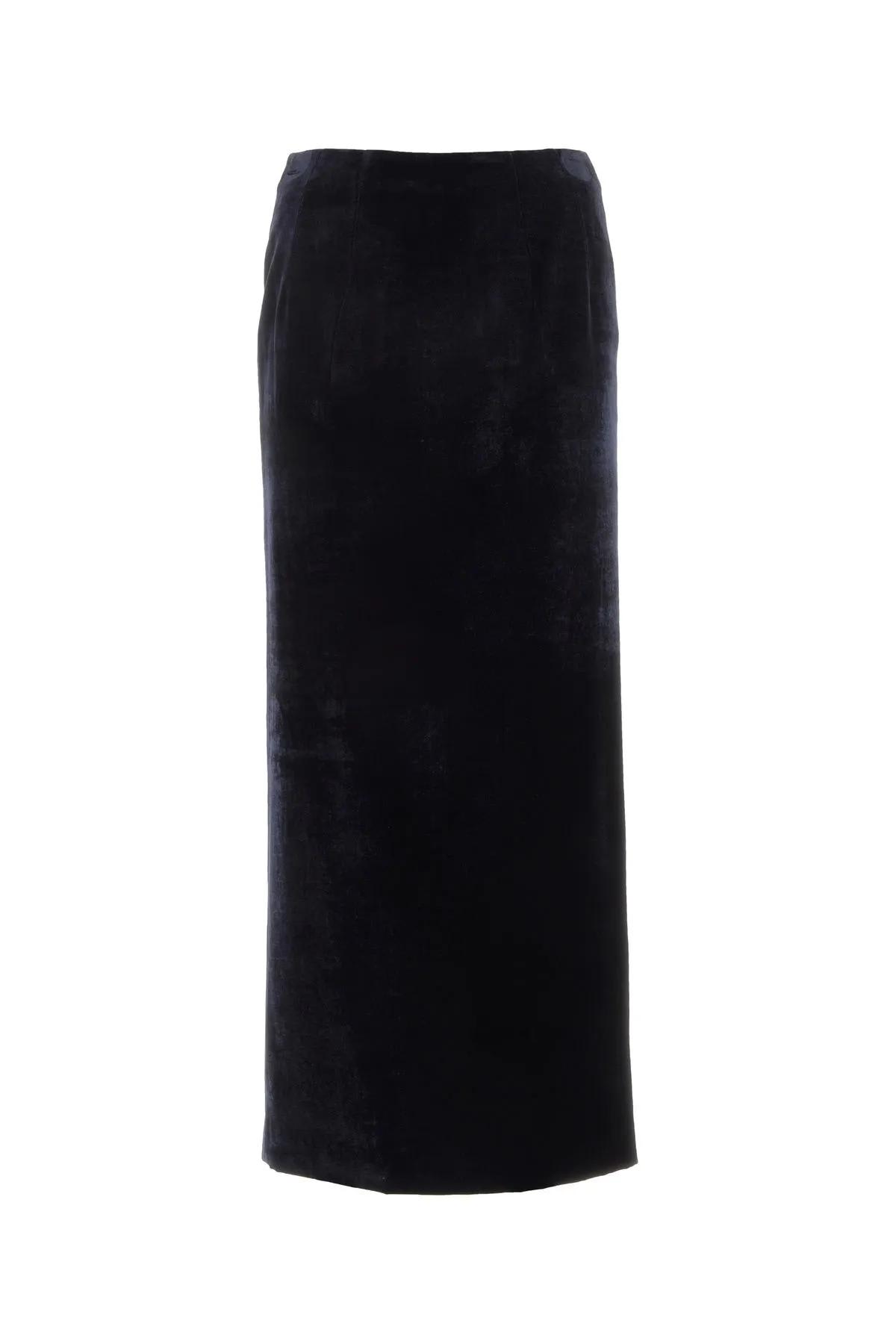 Fendi Dark Blue Velvet Skirt In Black