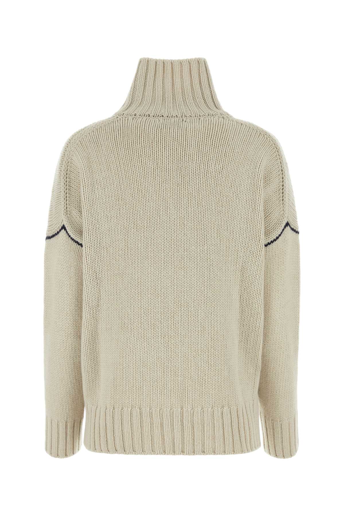 Woolrich Sand Wool Sweater In Milkycream