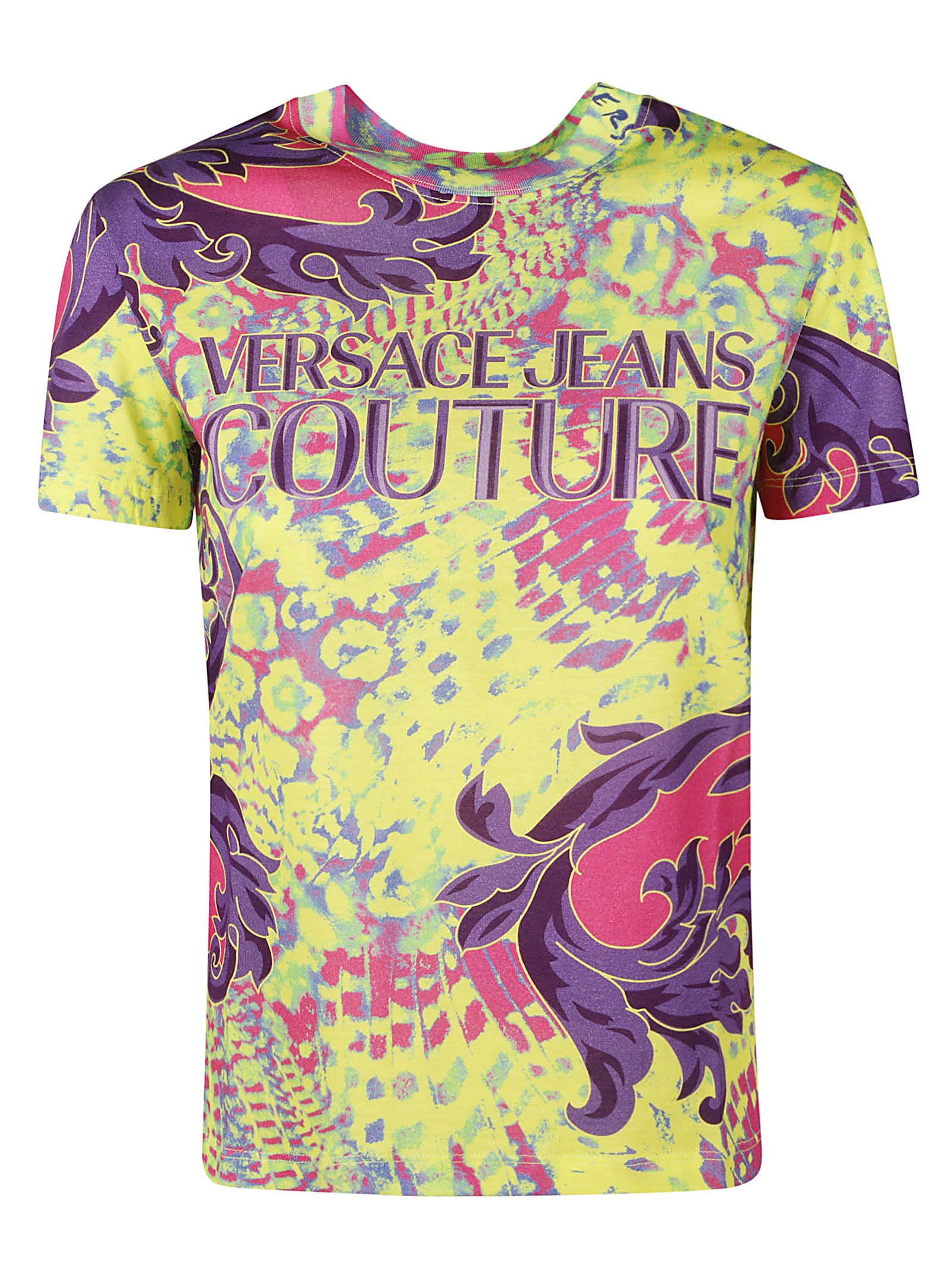 Shop Versace Jeans Couture Logo Print Regular T-shirt In Multicolor