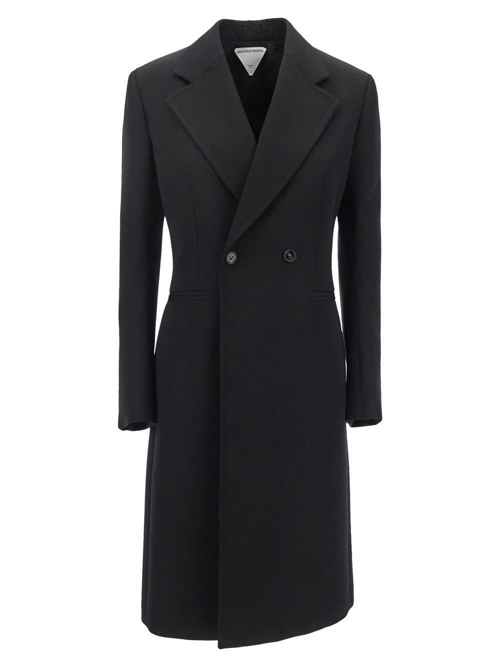 Shop Bottega Veneta Compact Woll Coat In Black