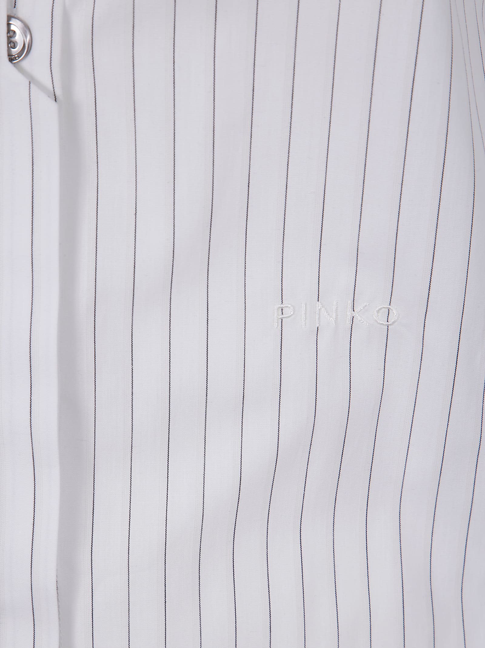 Shop Pinko Innuendo Popeline Shirt In Zpz White Black Beige