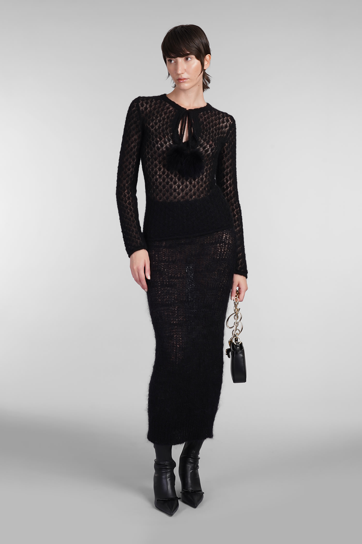 BLUMARINE KNITWEAR IN BLACK POLYAMIDE 