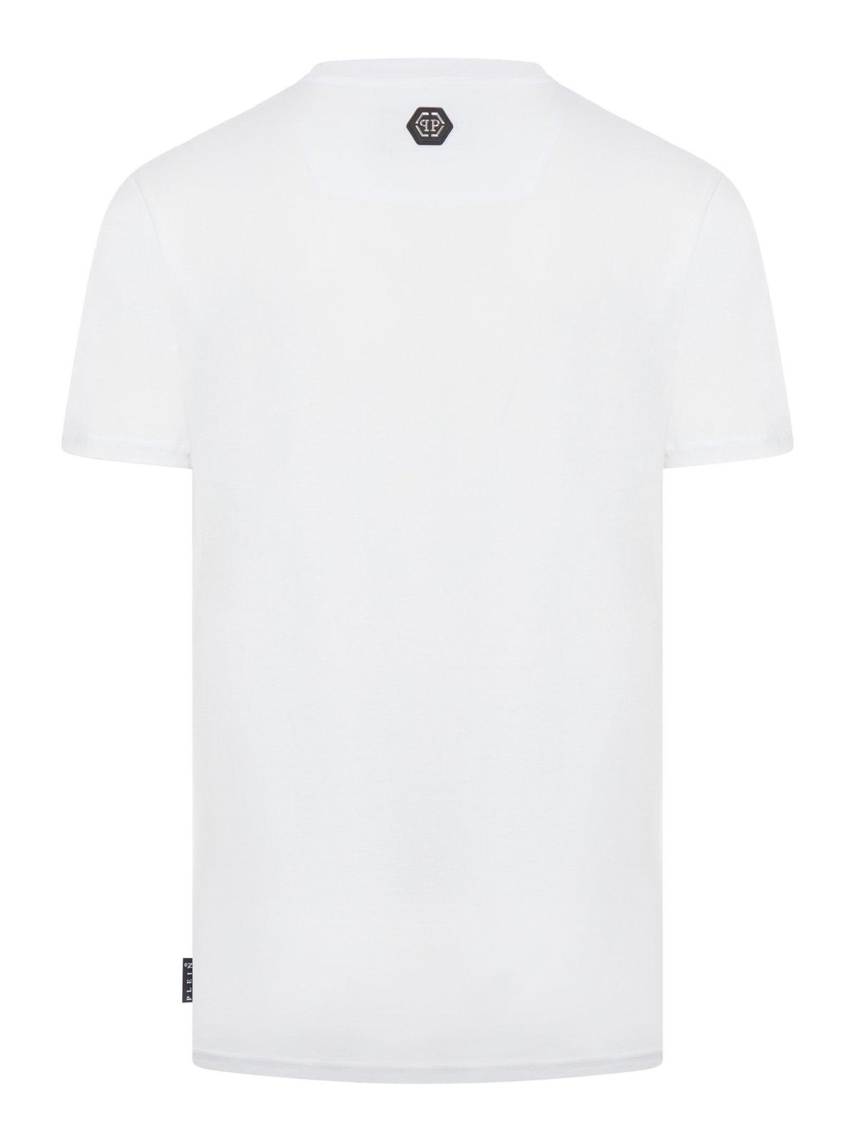Shop Philipp Plein Logo Embellished Crewneck T-shirt In White