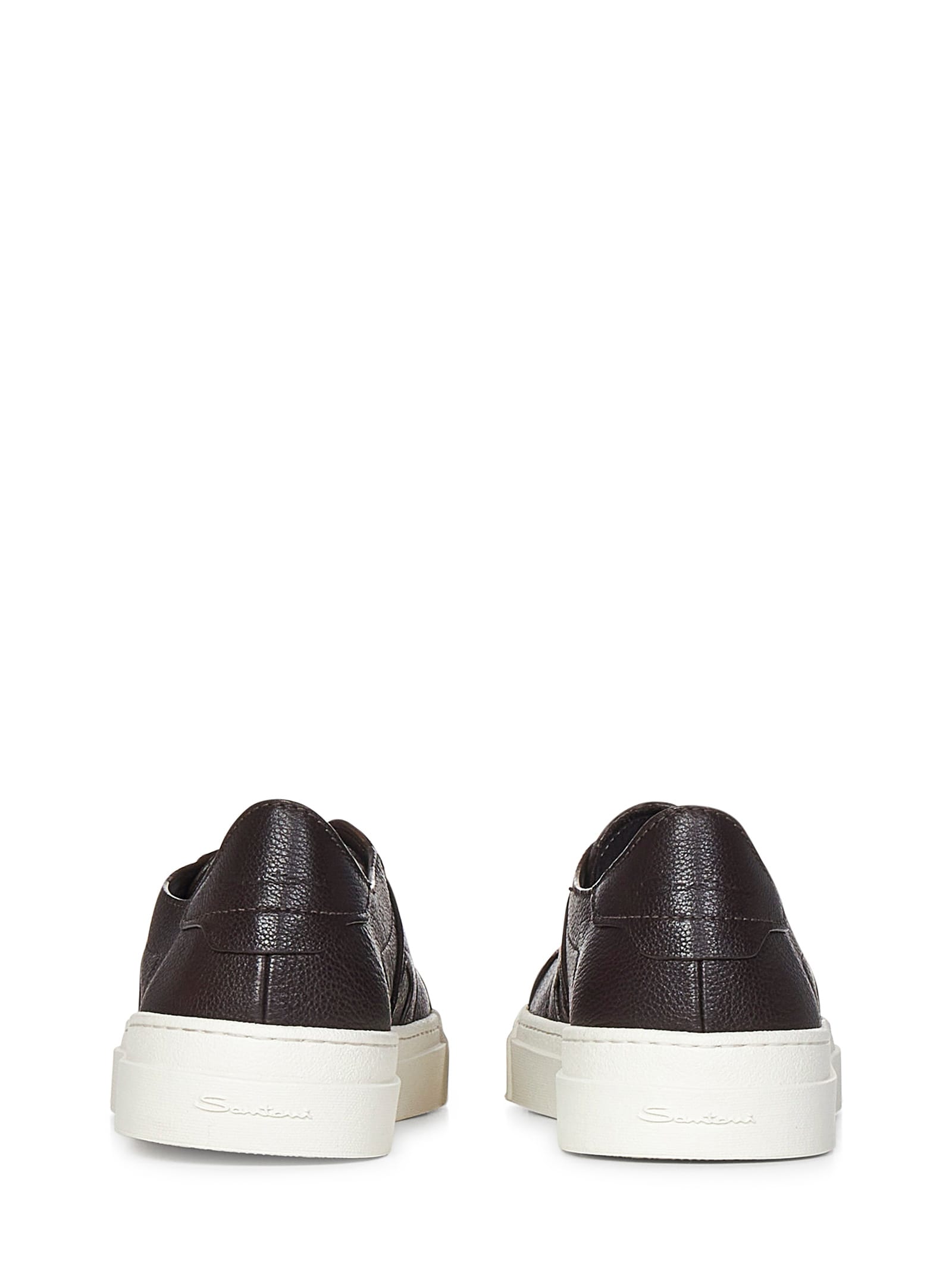 Shop Santoni Double Buckle Sneakers In Brown