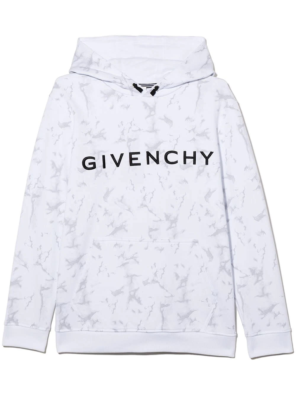 Kids White Givenchy 4g Hoodie With All-over Marbled Pattern