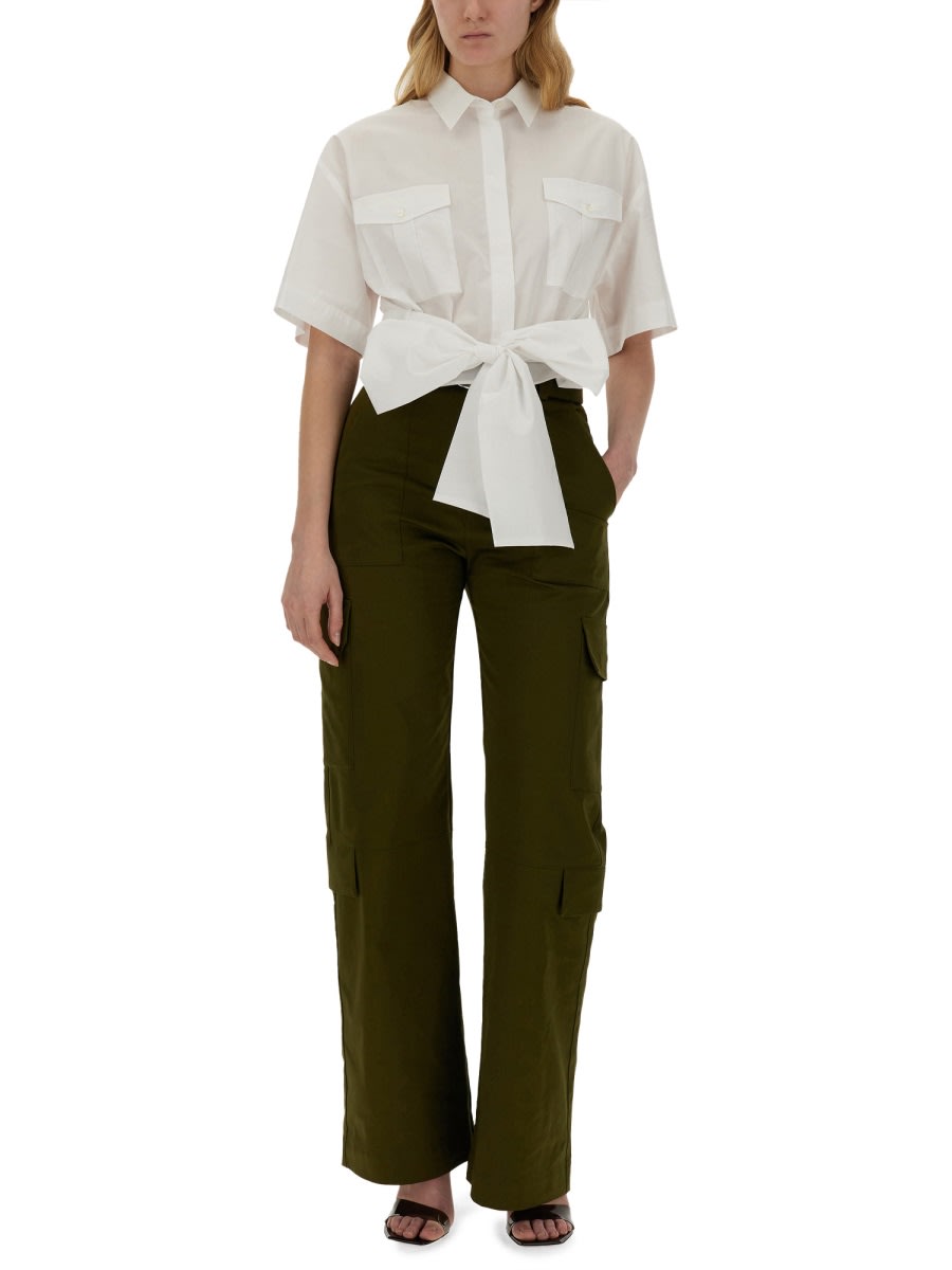Shop Msgm Shirt With Bow In White