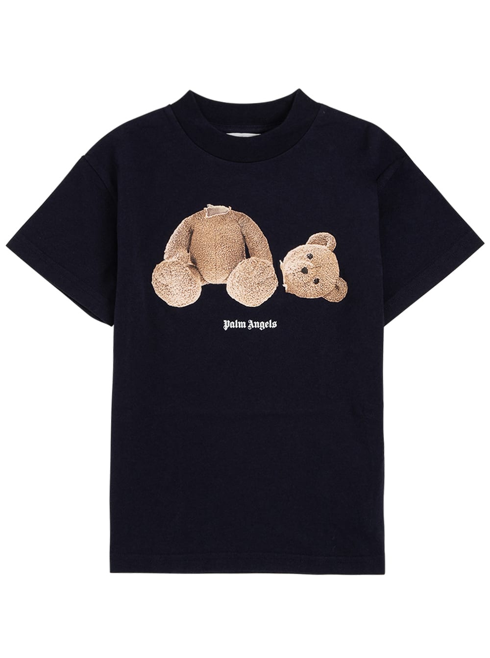 Palm Angels Black Cotton T-shirt With Teddy Bear Print