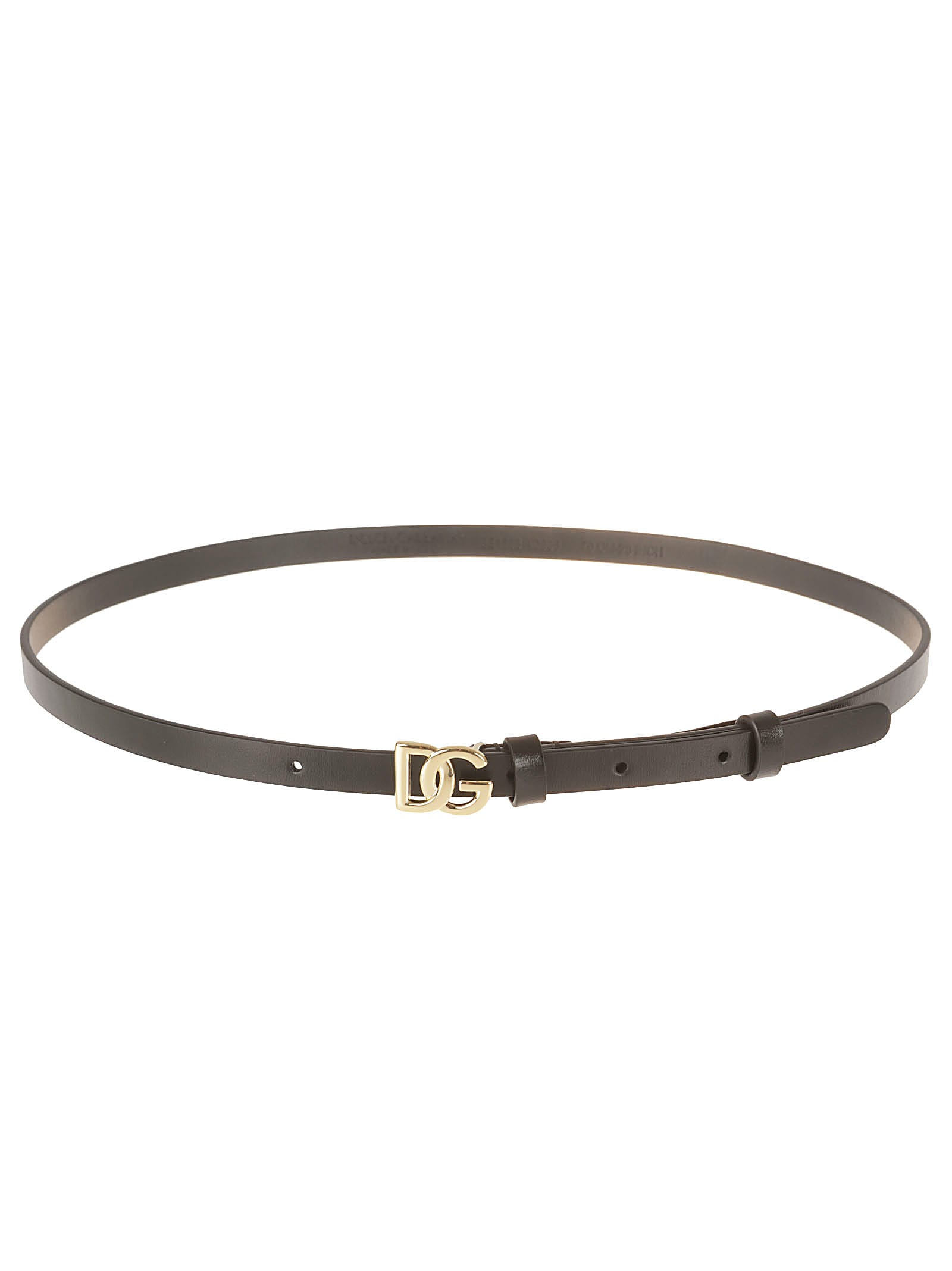 Dolce & Gabbana Logo Thin Belt In Black/light Gold