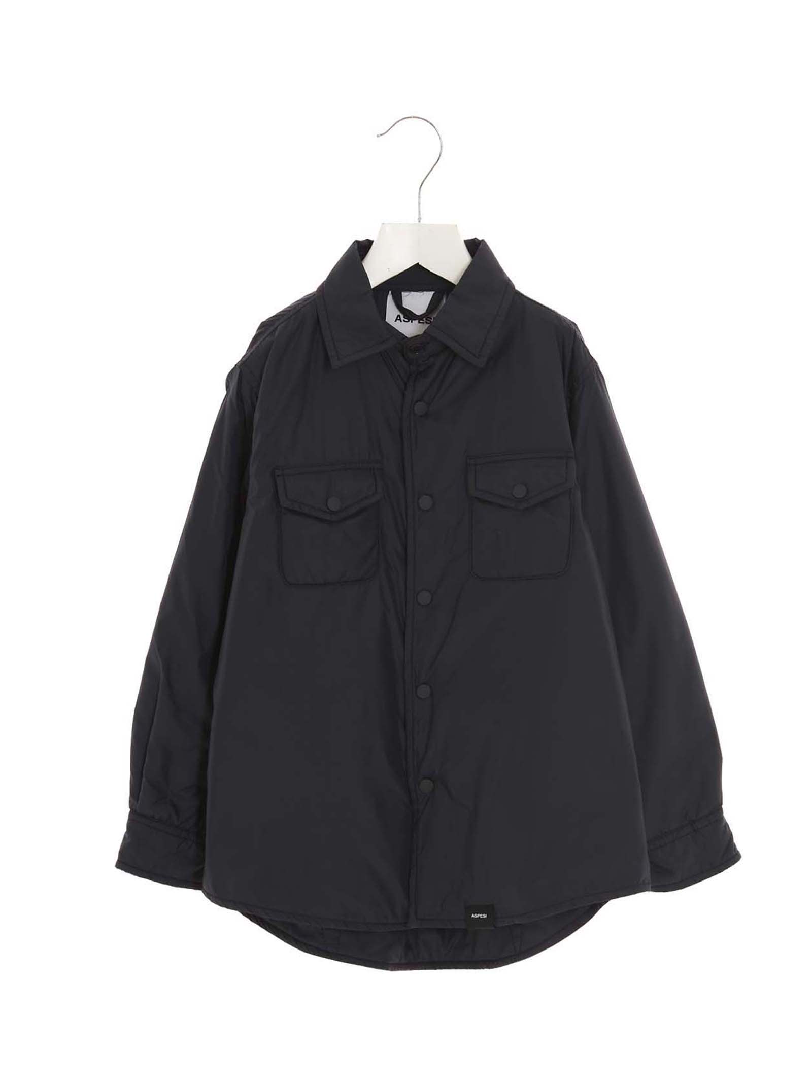 Aspesi Satin-effect Shirt Jacket In Blue