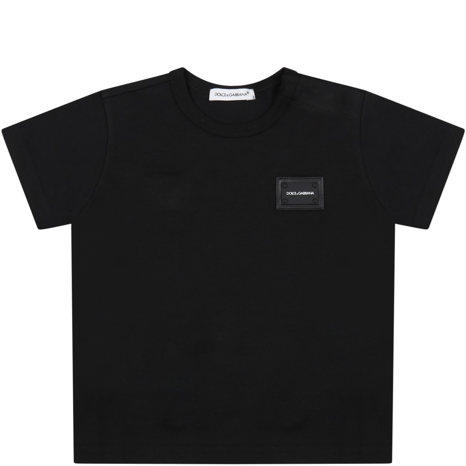 DOLCE & GABBANA BLACK T-SHIRT FOR BABY KIDS WITH LOGO