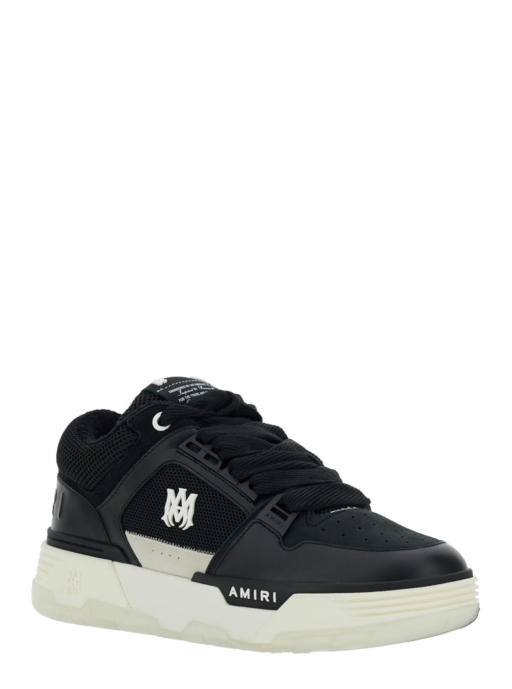 Amiri Black Low Top Sneakers With Logo Patch On The Tongue And Logo Lettering On The Heel In Leather Man In Black