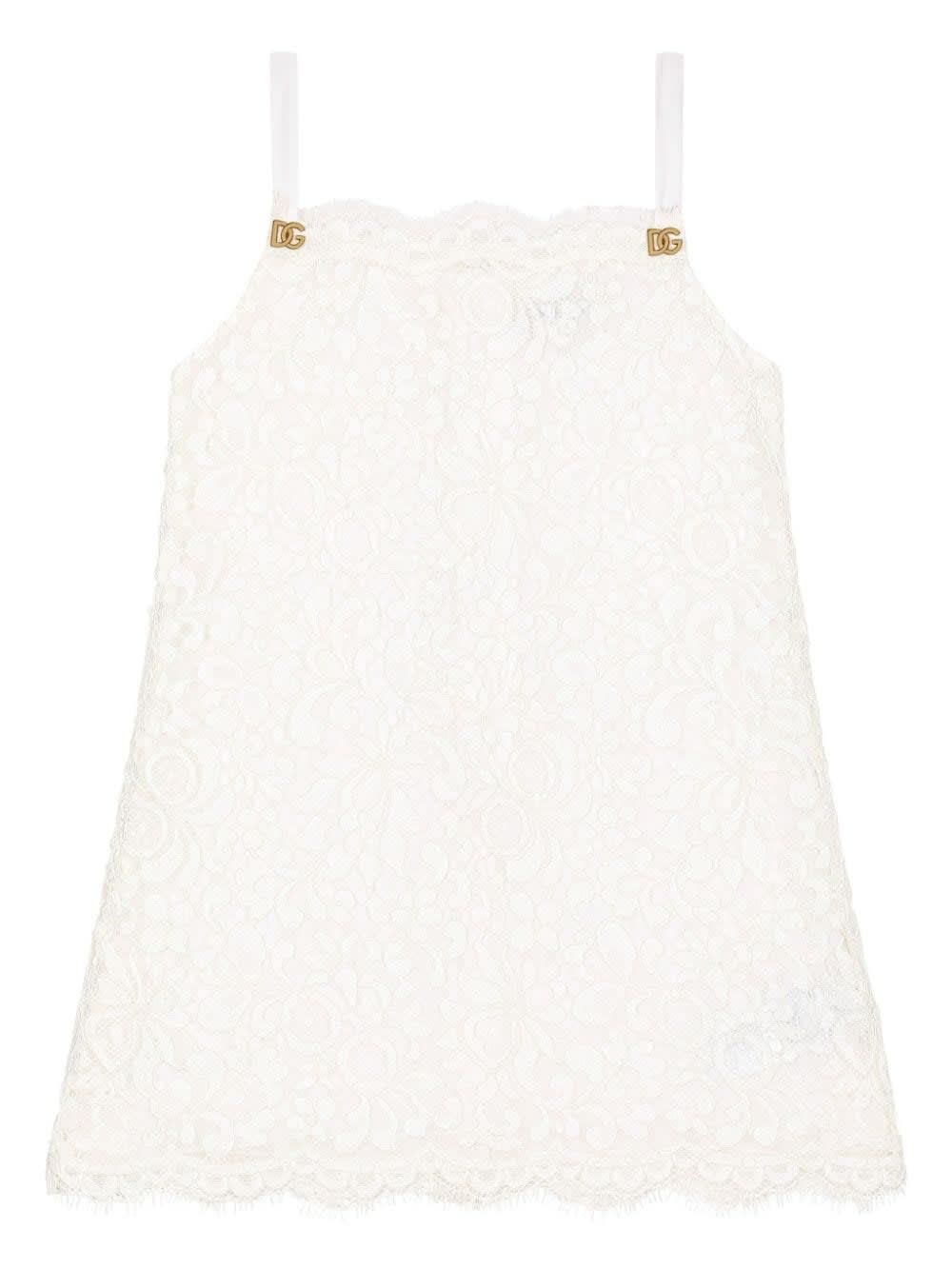 Shop Dolce & Gabbana Cordonnet Lace Dress In White