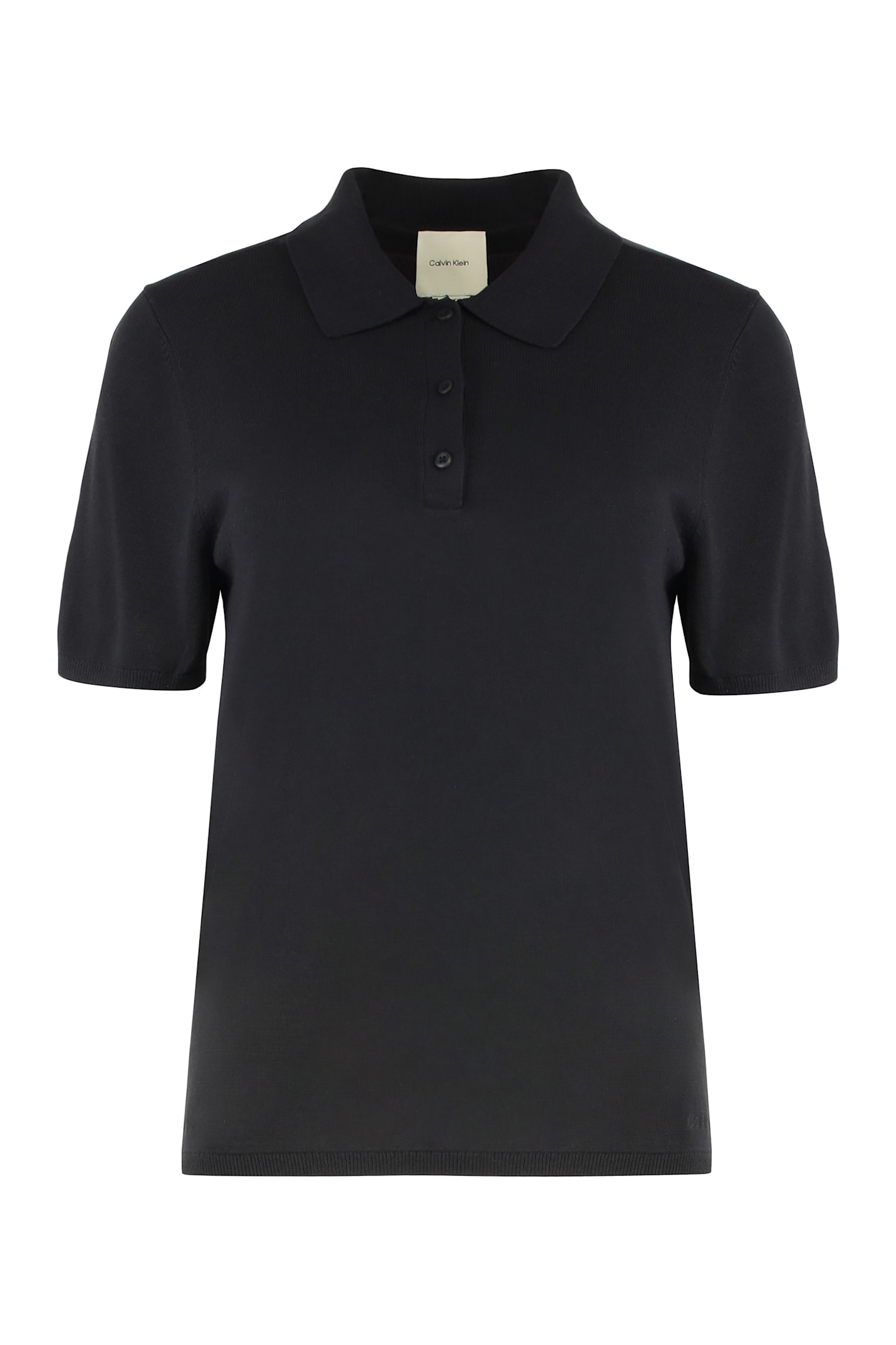 Calvin Klein Knitted Viscose Polo Shirt In Blue