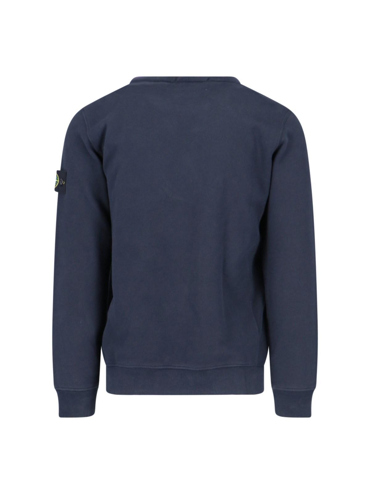 Shop Stone Island Logo Sleeve Sweatshirt In Blue