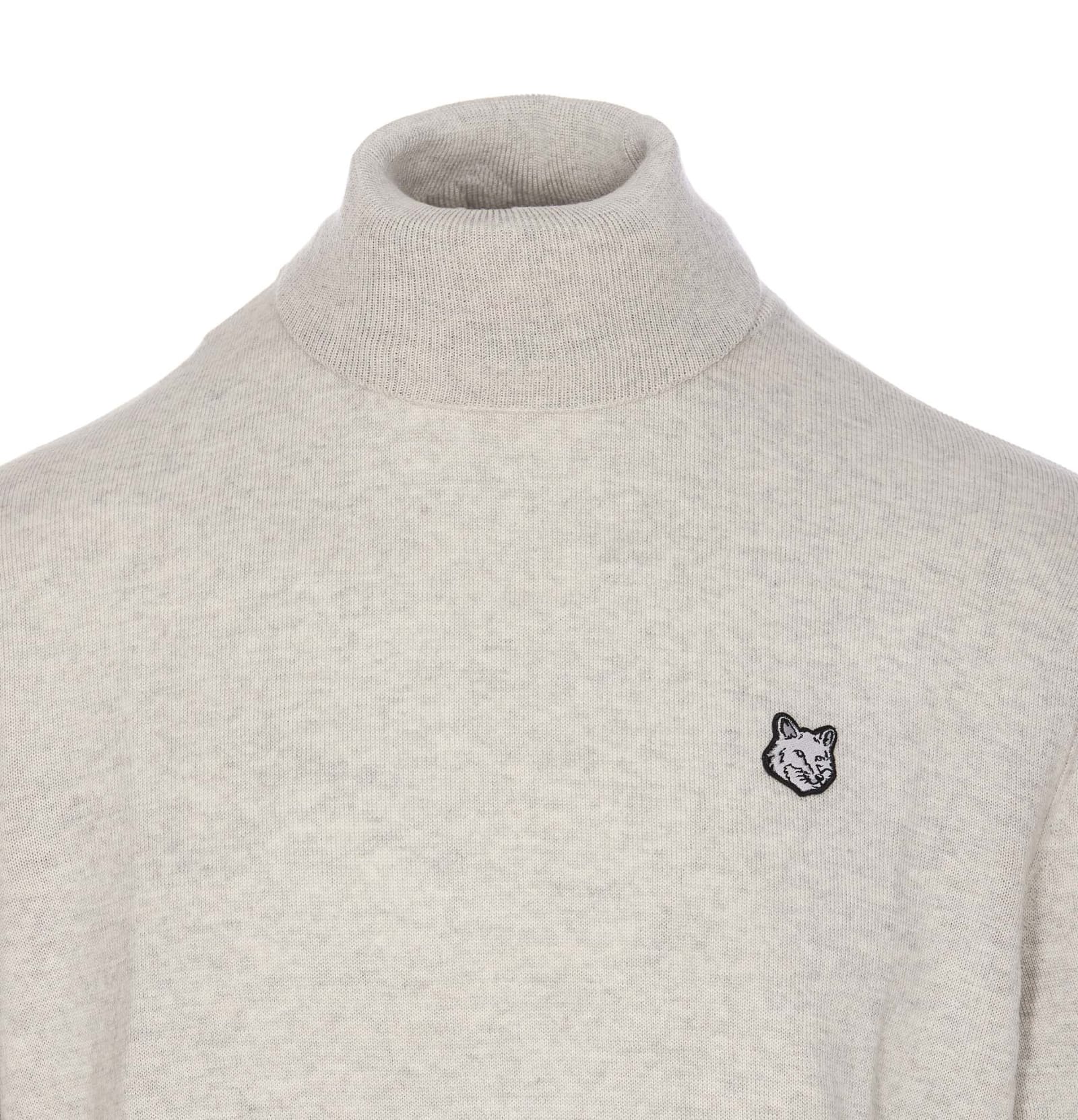 Shop Maison Kitsuné Fox Patch Sweater In Grey