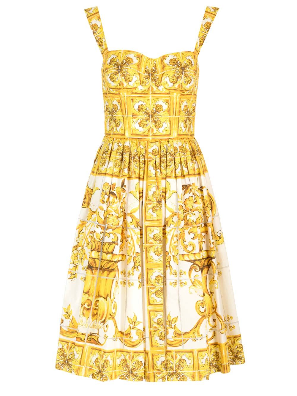 Shop Dolce & Gabbana Bustier Midi Dress In Yellow