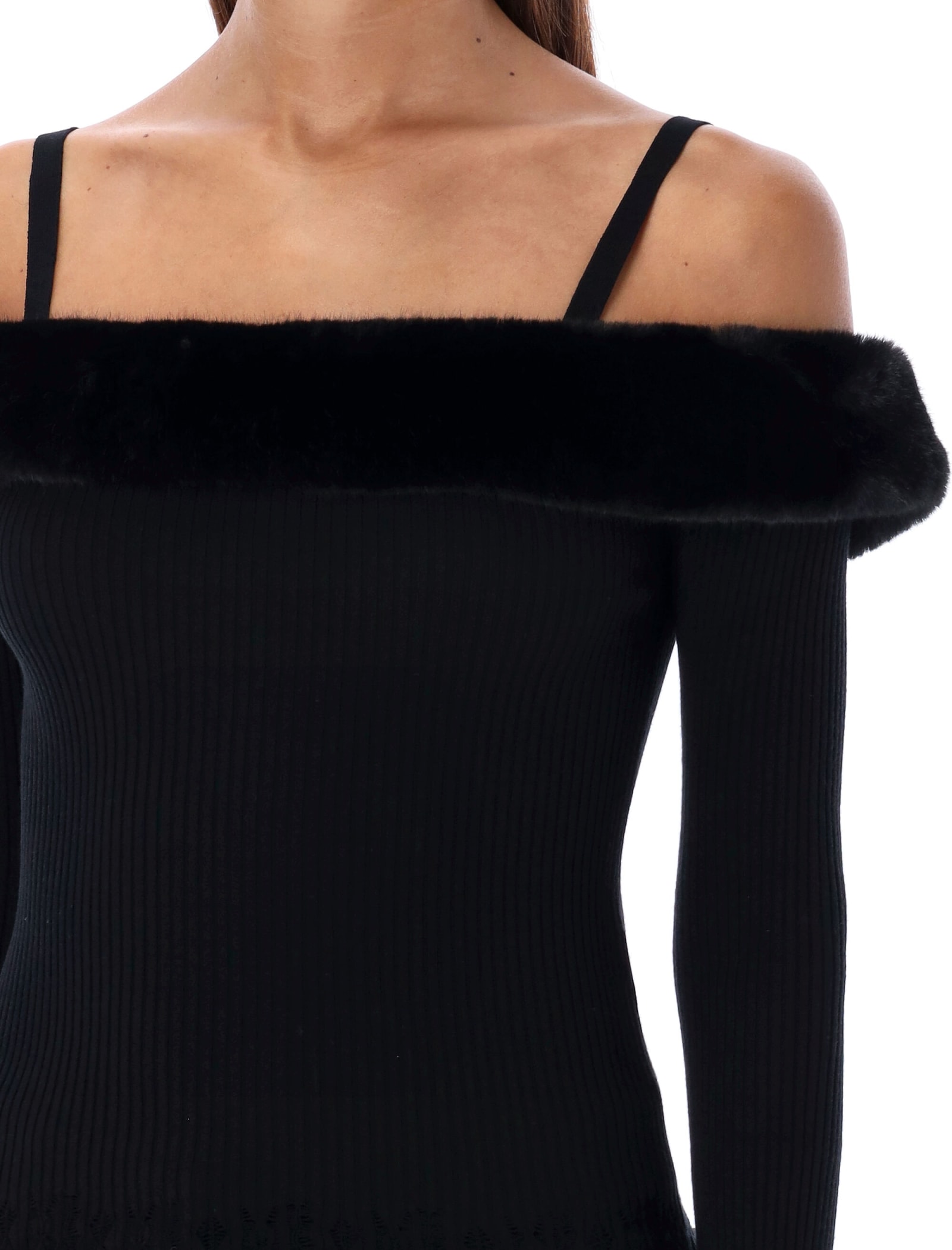 Shop Blumarine Dropped Shoulder Sweater In Black