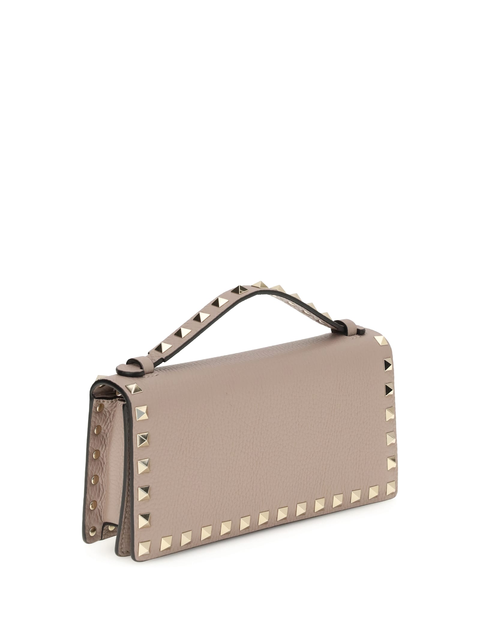 Valentino Rockstud Chain Wallet In Pink
