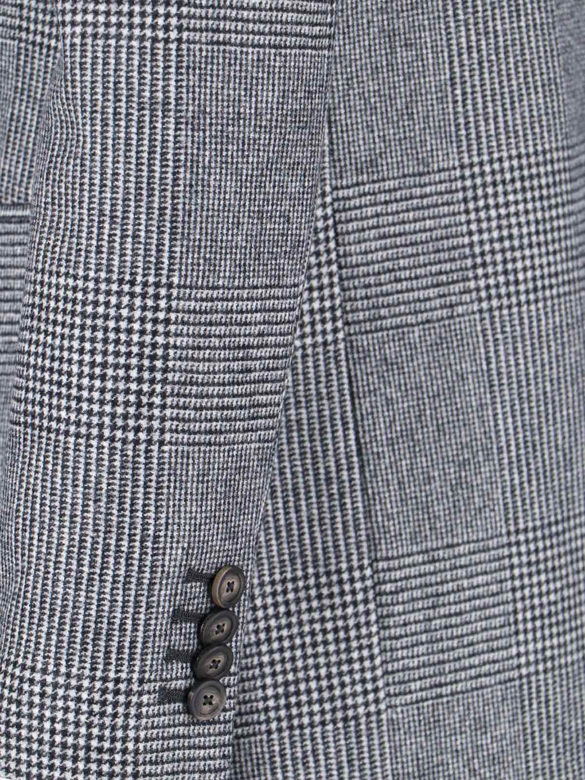 Tagliatore Check Pattern Notch Lapel Front Pockets Blazer In Black