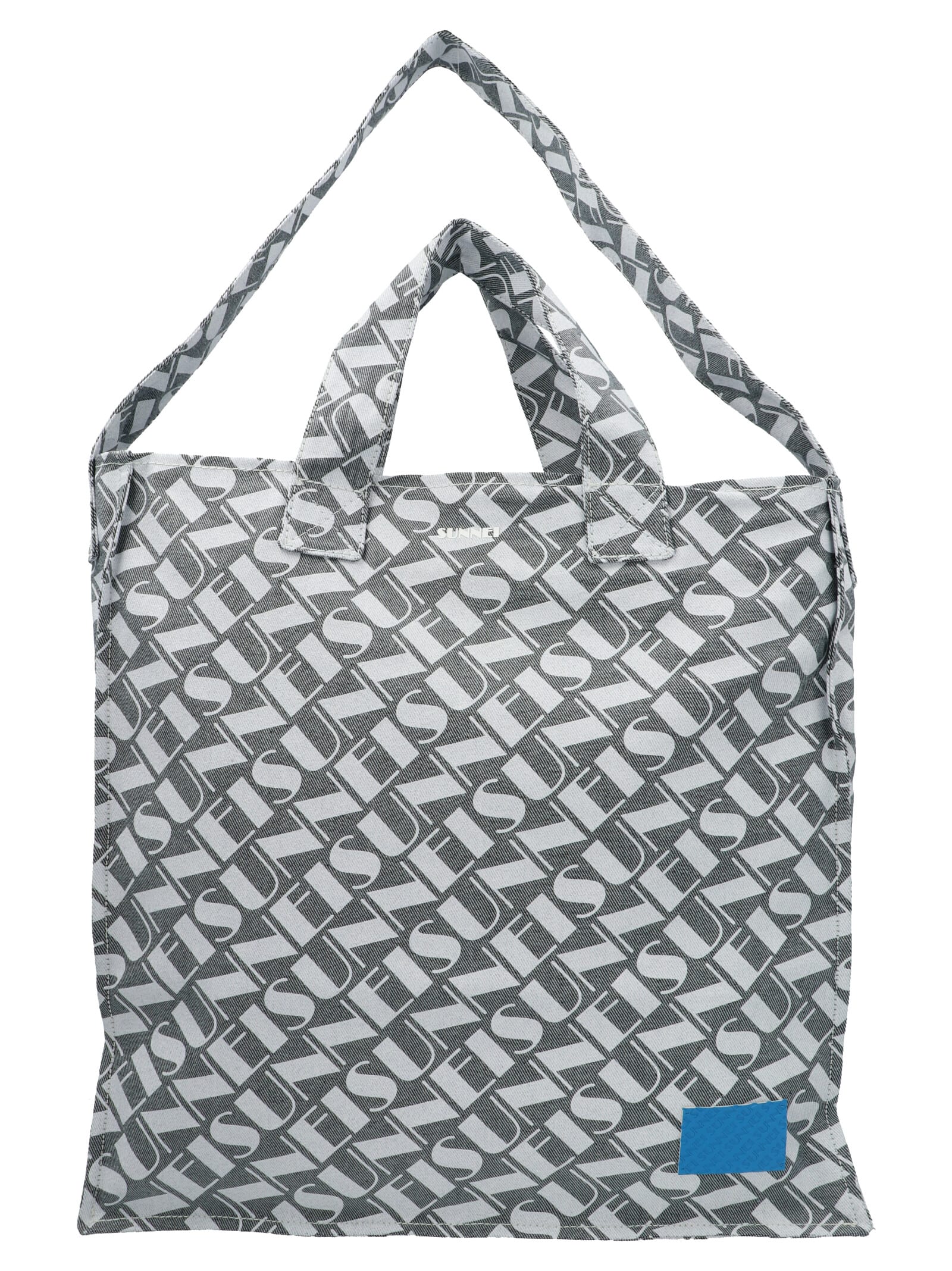 Sunnei All-over Logo-print Tote Bag In Black&white