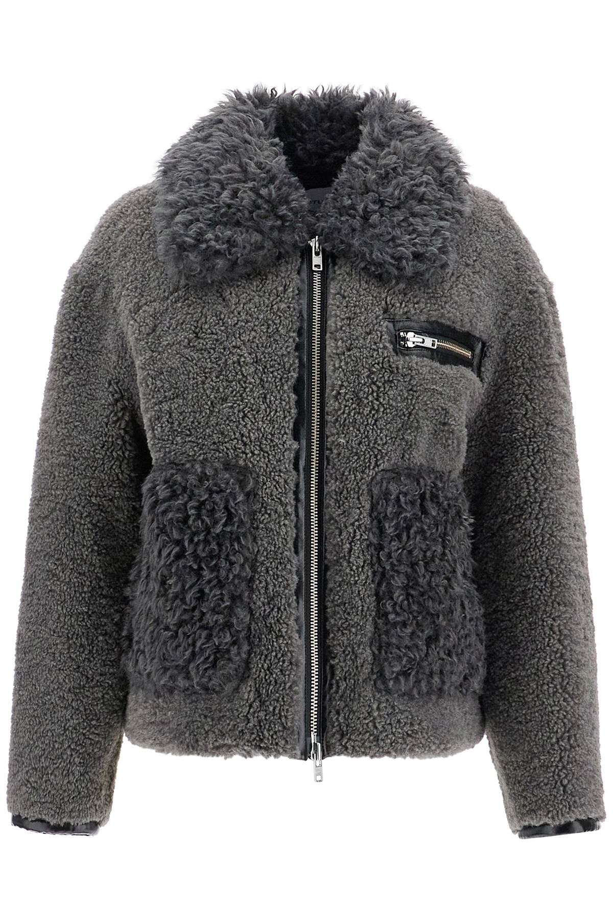 Shop Stand Studio Short Eco Shearling Coat In Smoke Grey (grey)