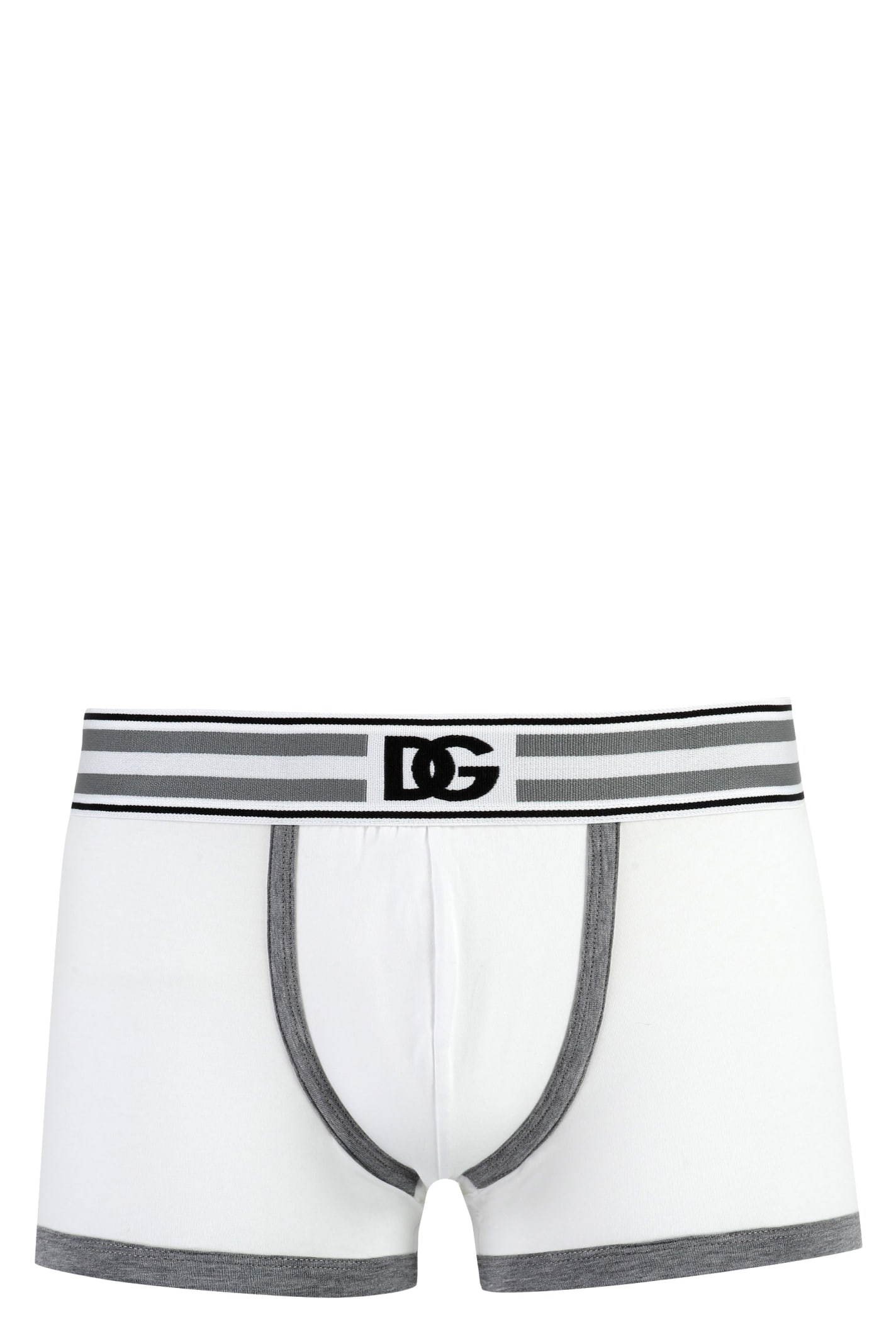 Dolce & Gabbana Logoed Elastic Band Cotton Trunks In White